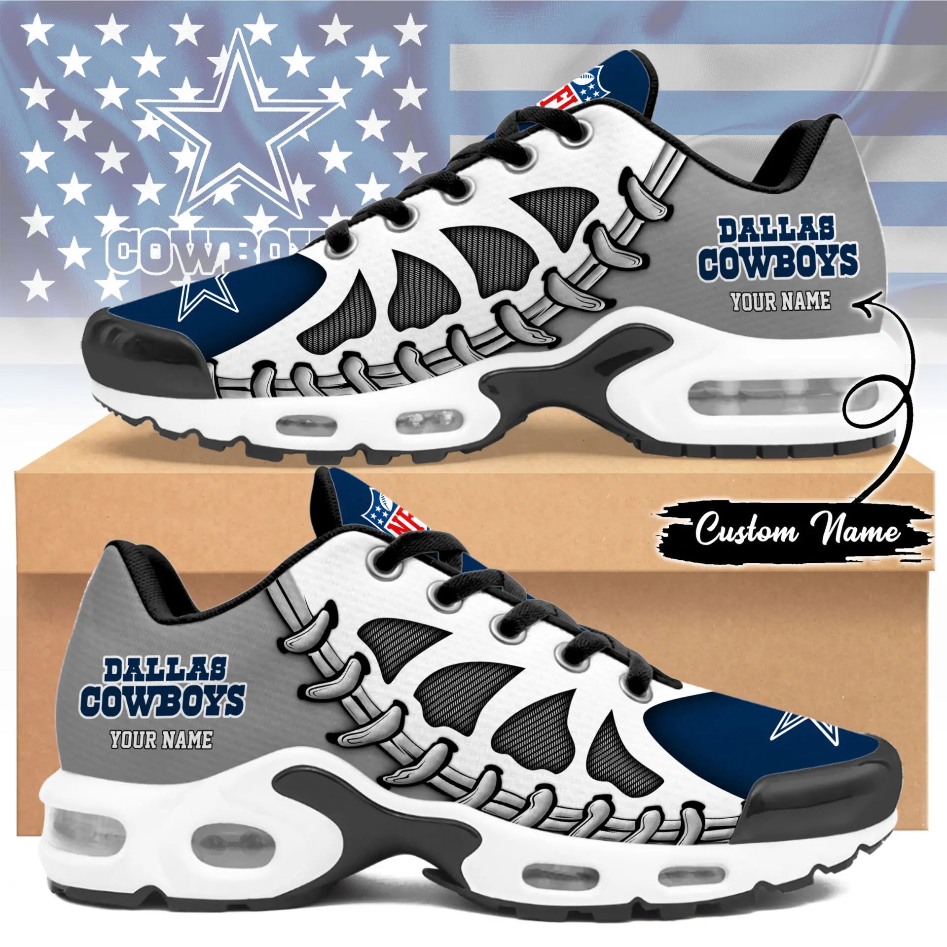 Dallas Cowboys | Premium NFL Custom Air Max Shoes for Fans NY – HuddleStyle.com - Main