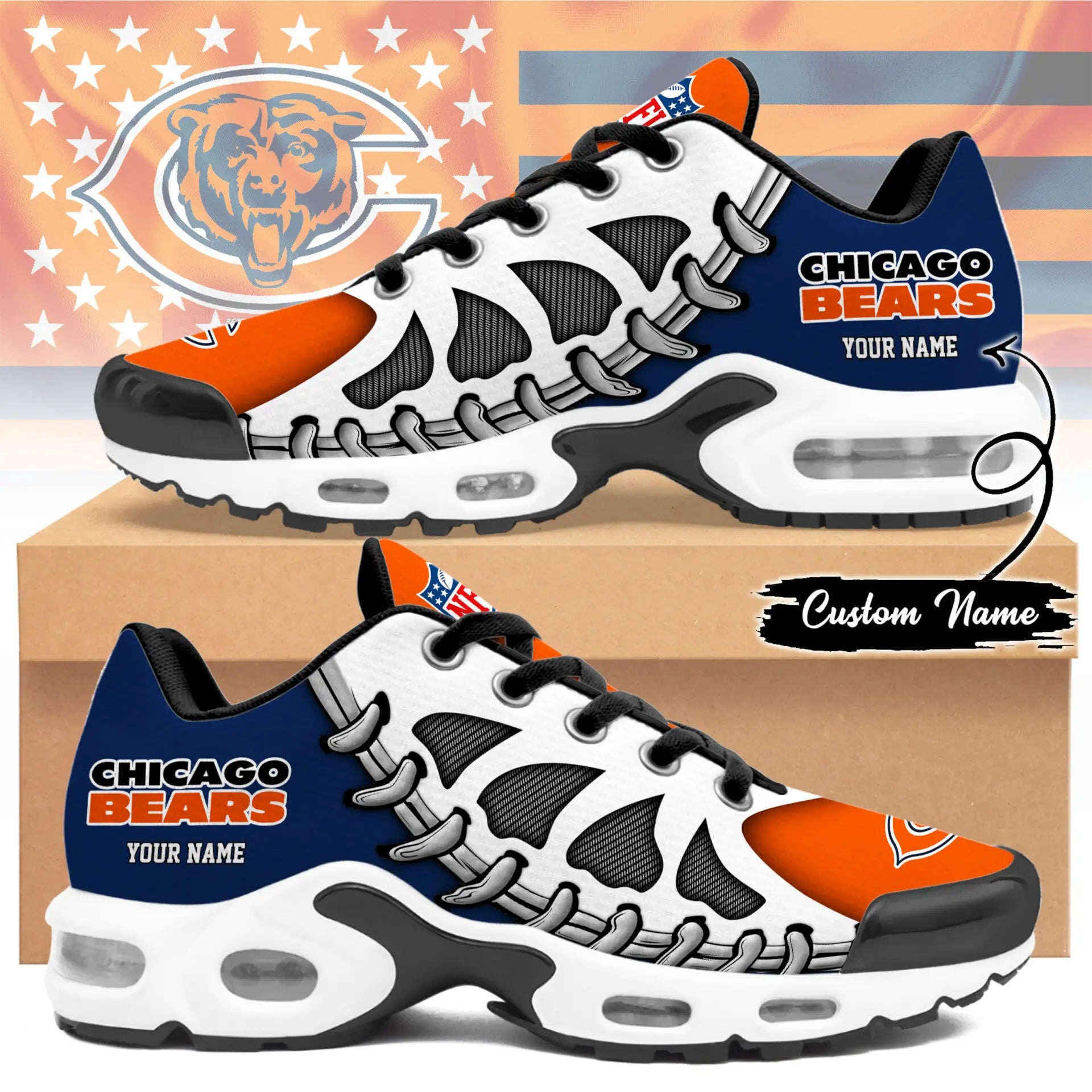 Chicago Bears | Premium NFL Custom Air Max Shoes for Fans NY – HuddleStyle.com - Main