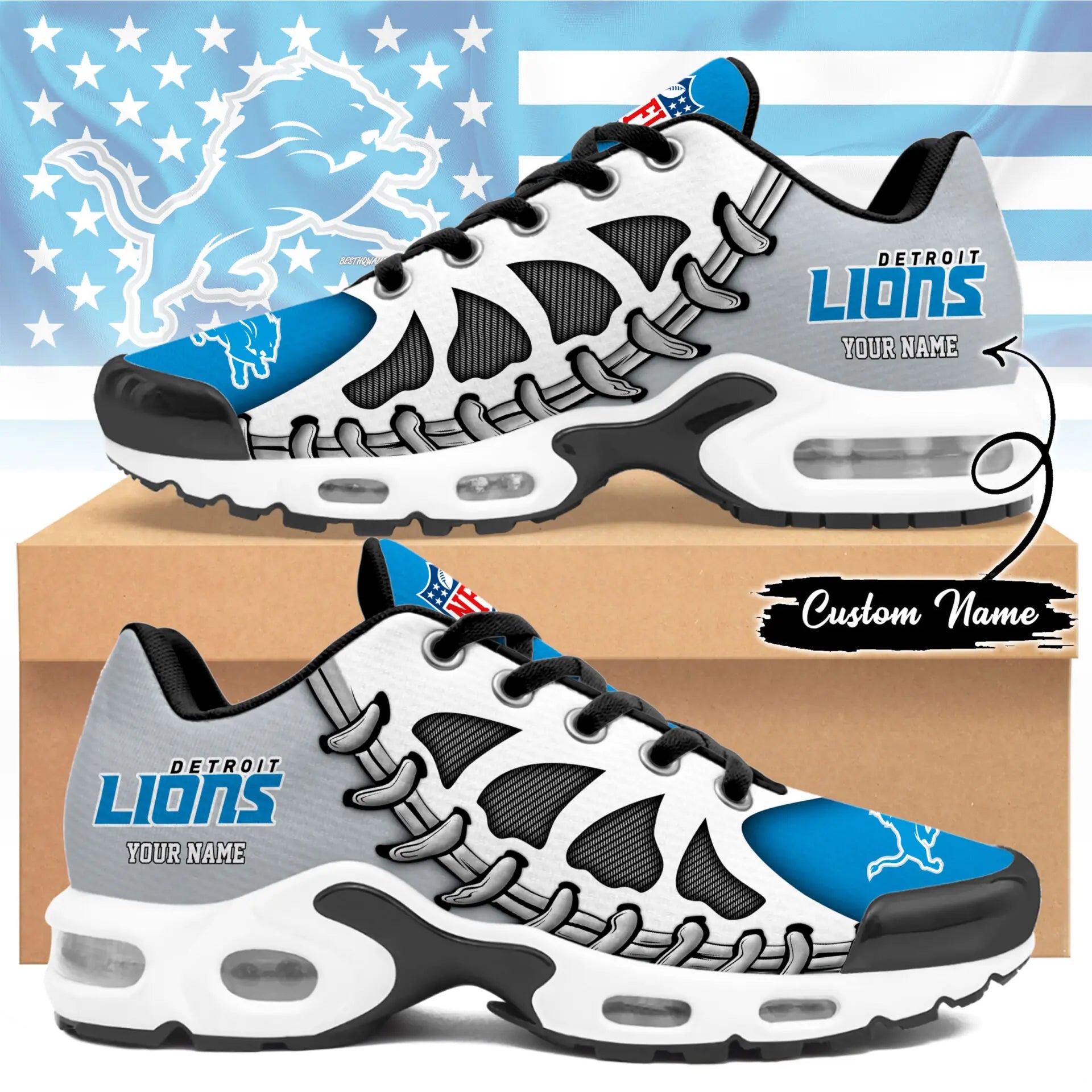 Detroit Lions | Premium NFL Custom Air Max Shoes for Fans NY – HuddleStyle.com - Main