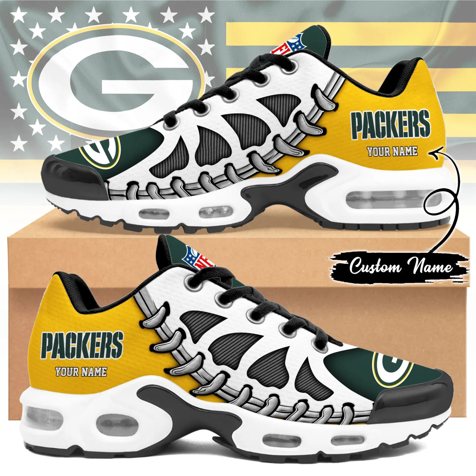 Green Bay Packers | Premium NFL Custom Air Max Shoes for Fans NY – HuddleStyle.com - Main