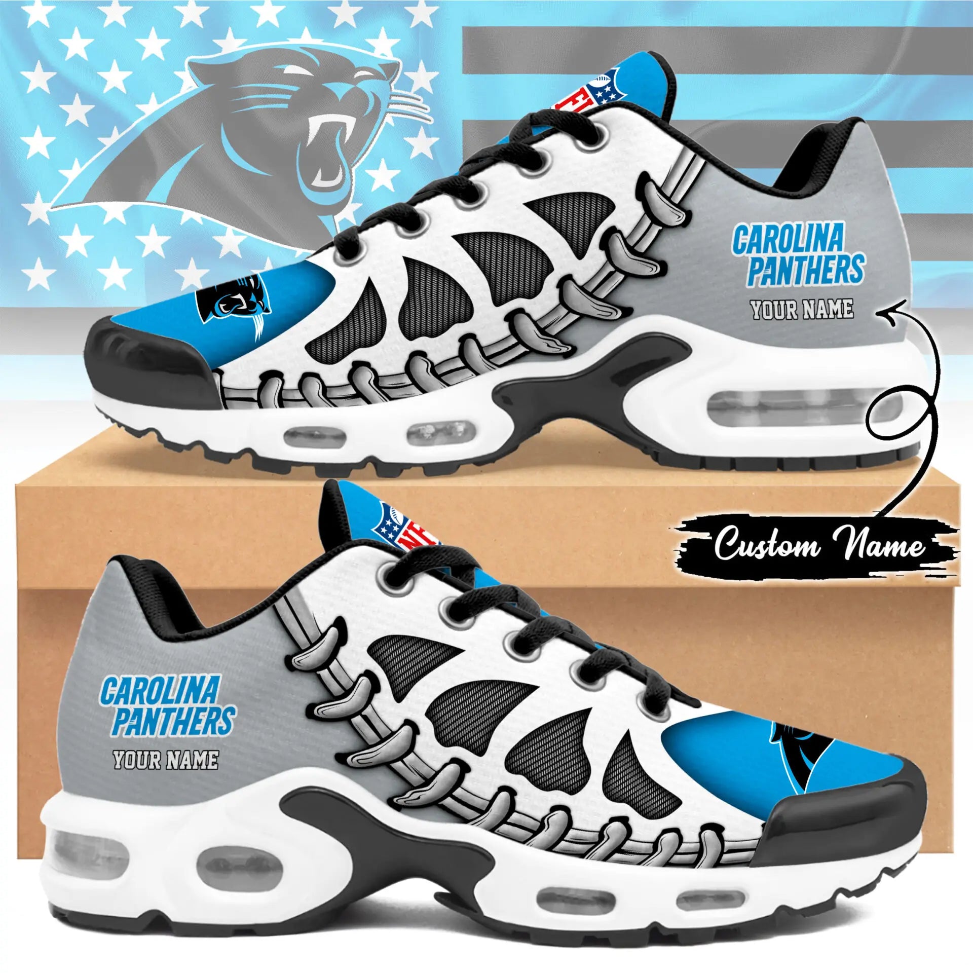 Carolina Panthers | Premium NFL Custom Air Max Shoes for Fans NY – HuddleStyle.com - Main