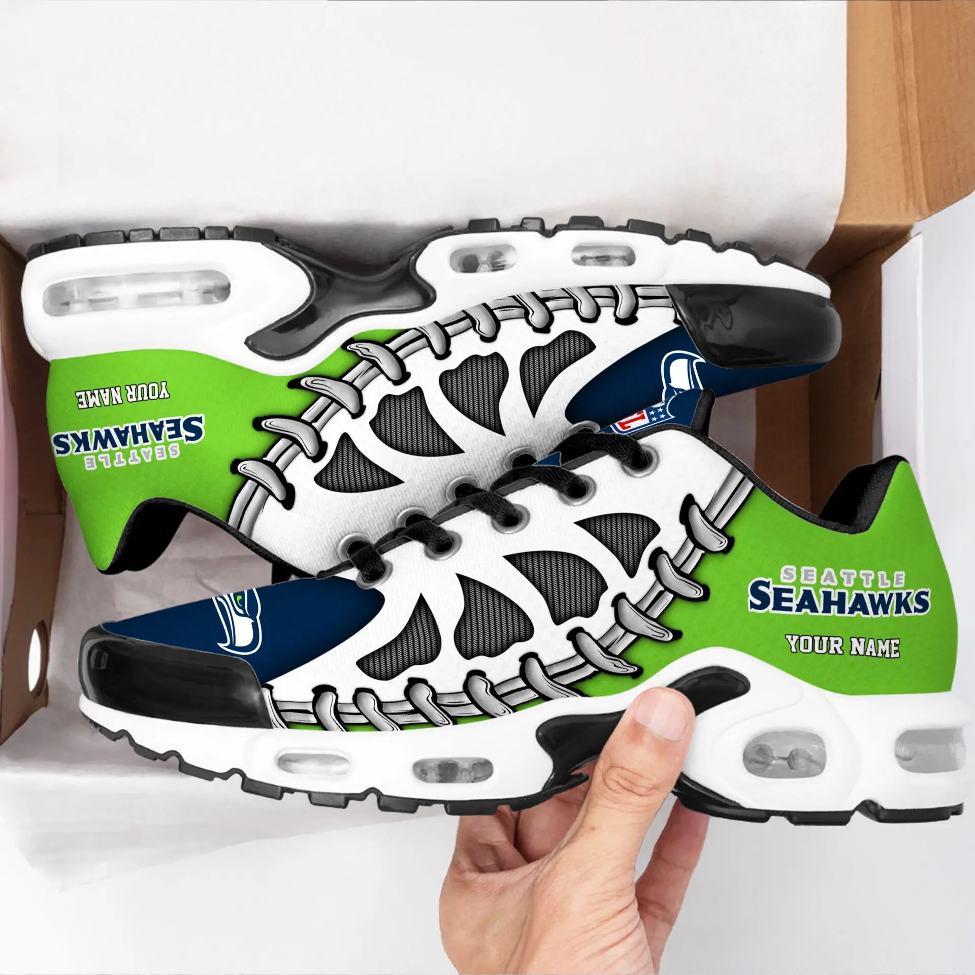 Seattle Seahawks | Premium NFL Custom Air Max Shoes for Fans NY – HuddleStyle.com - Image 2