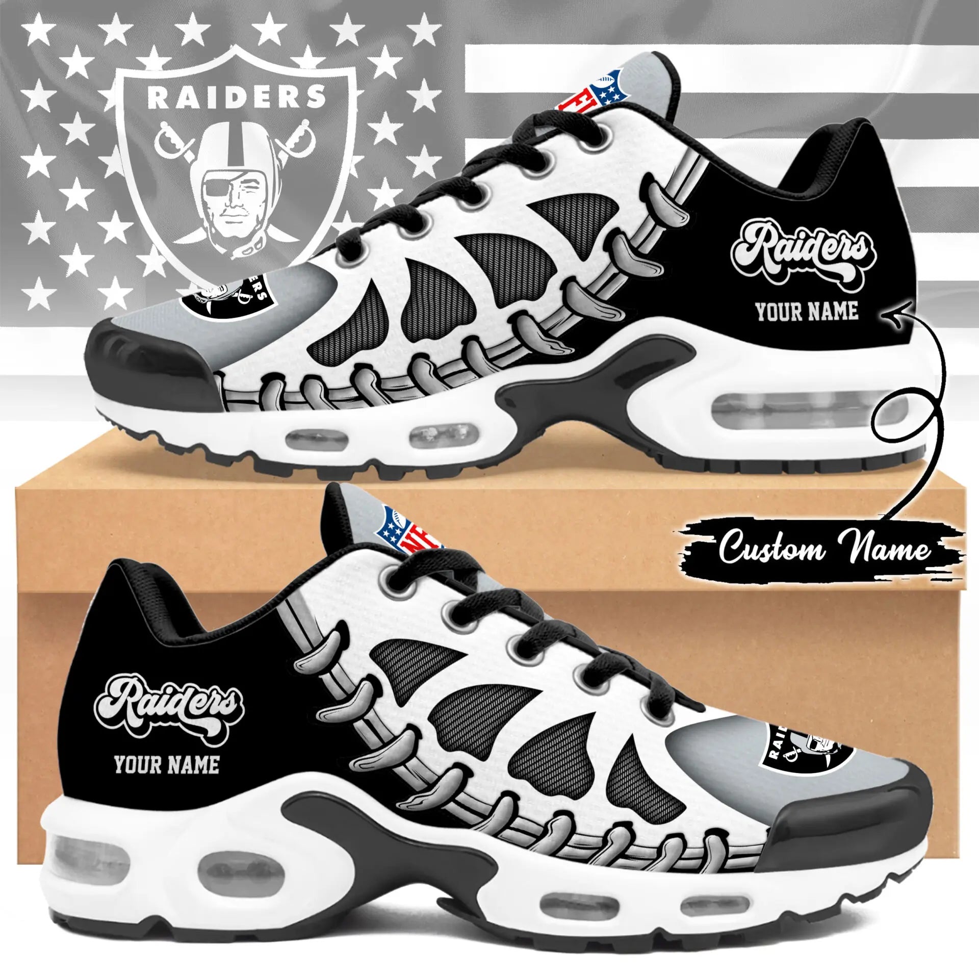 Las Vegas Raiders | Premium NFL Custom Air Max Shoes for Fans NY – HuddleStyle.com - Main