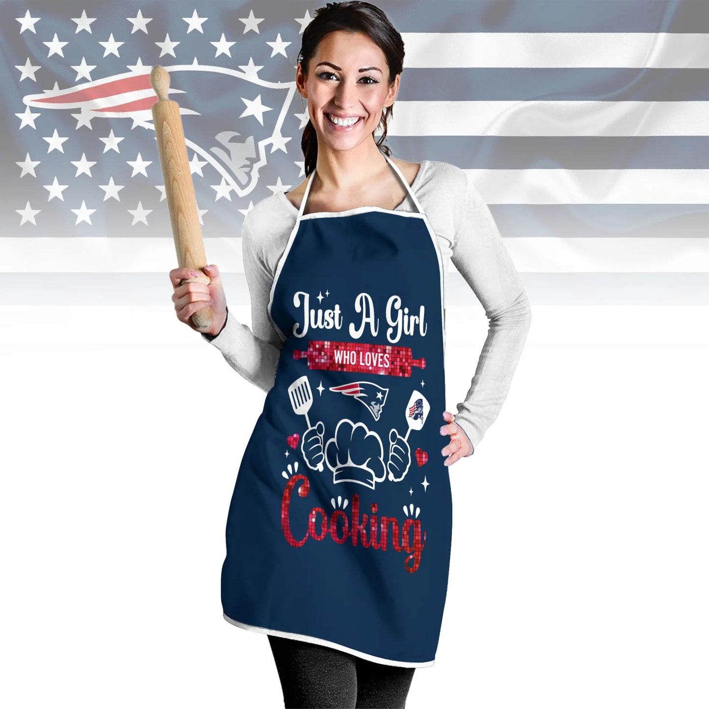 New England Patriots | Premium NFL Cooking Queen Apron NY – HuddleStyle.com - Main