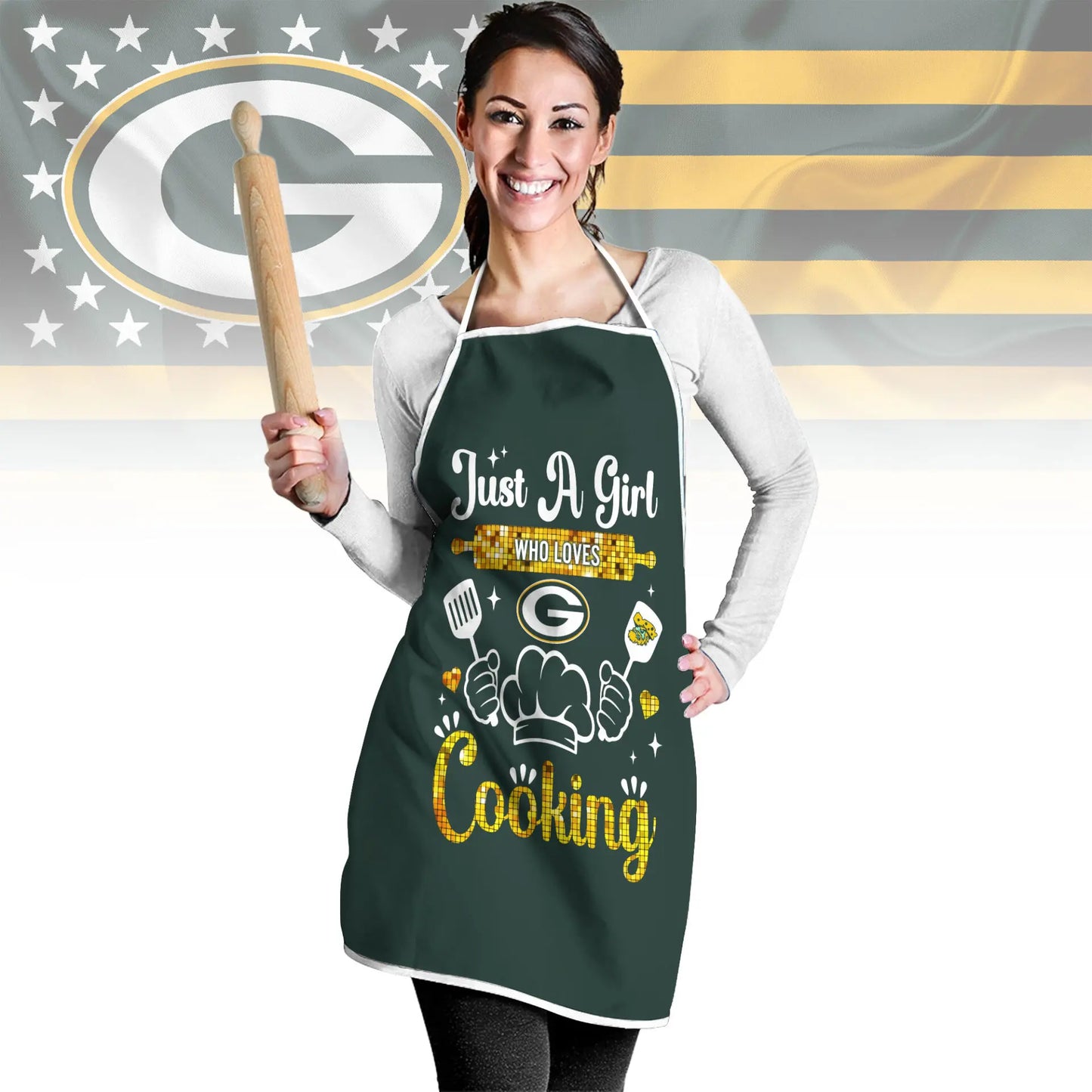 Green Bay Packers | Premium NFL Cooking Queen Apron NY – HuddleStyle.com - Main