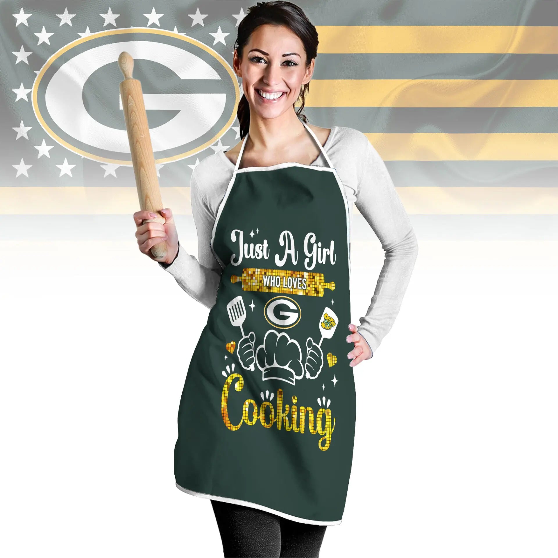 Green Bay Packers | Premium NFL Cooking Queen Apron NY – HuddleStyle.com - Main
