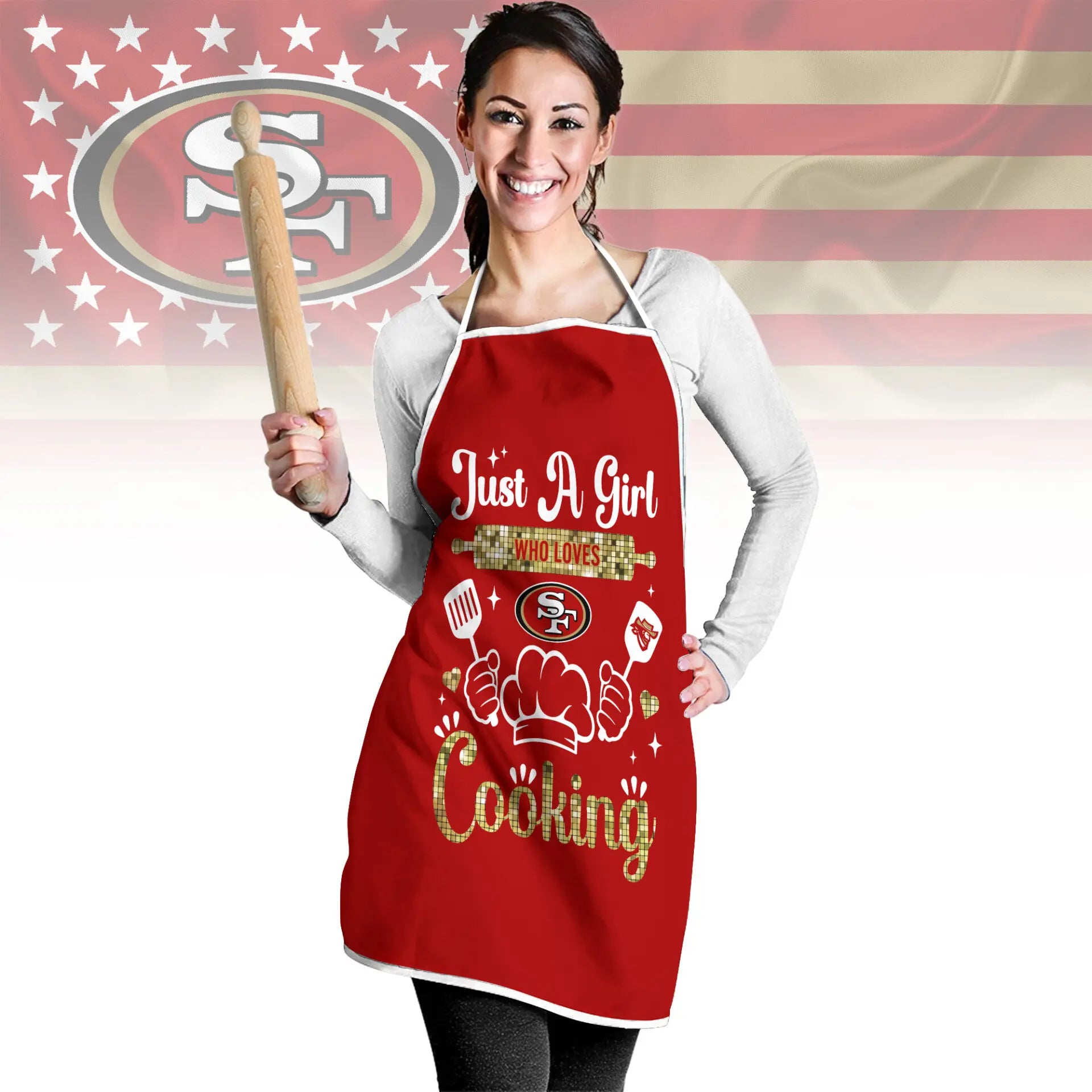 San Francisco 49ers | Premium NFL Cooking Queen Apron NY – HuddleStyle.com - Main