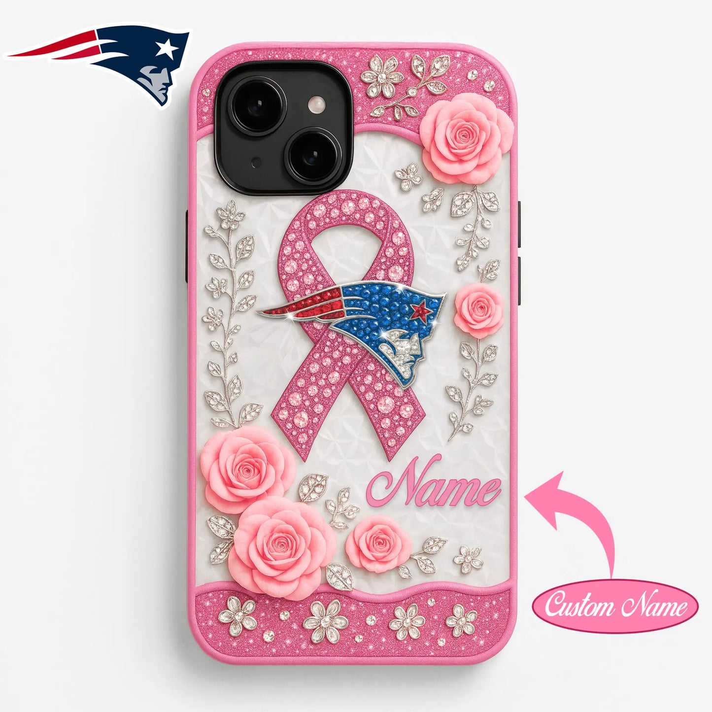 New England Patriots | Premium NFL Breast Cancer Phonecase HI – HuddleStyle.com - Main