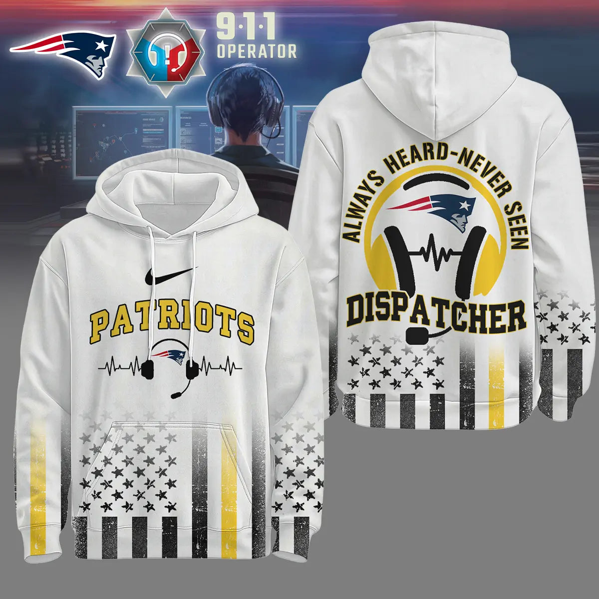 New England Patriots | Premium NFL Dispatcher Fan Hoodie – HuddleStyle.com - Image 3