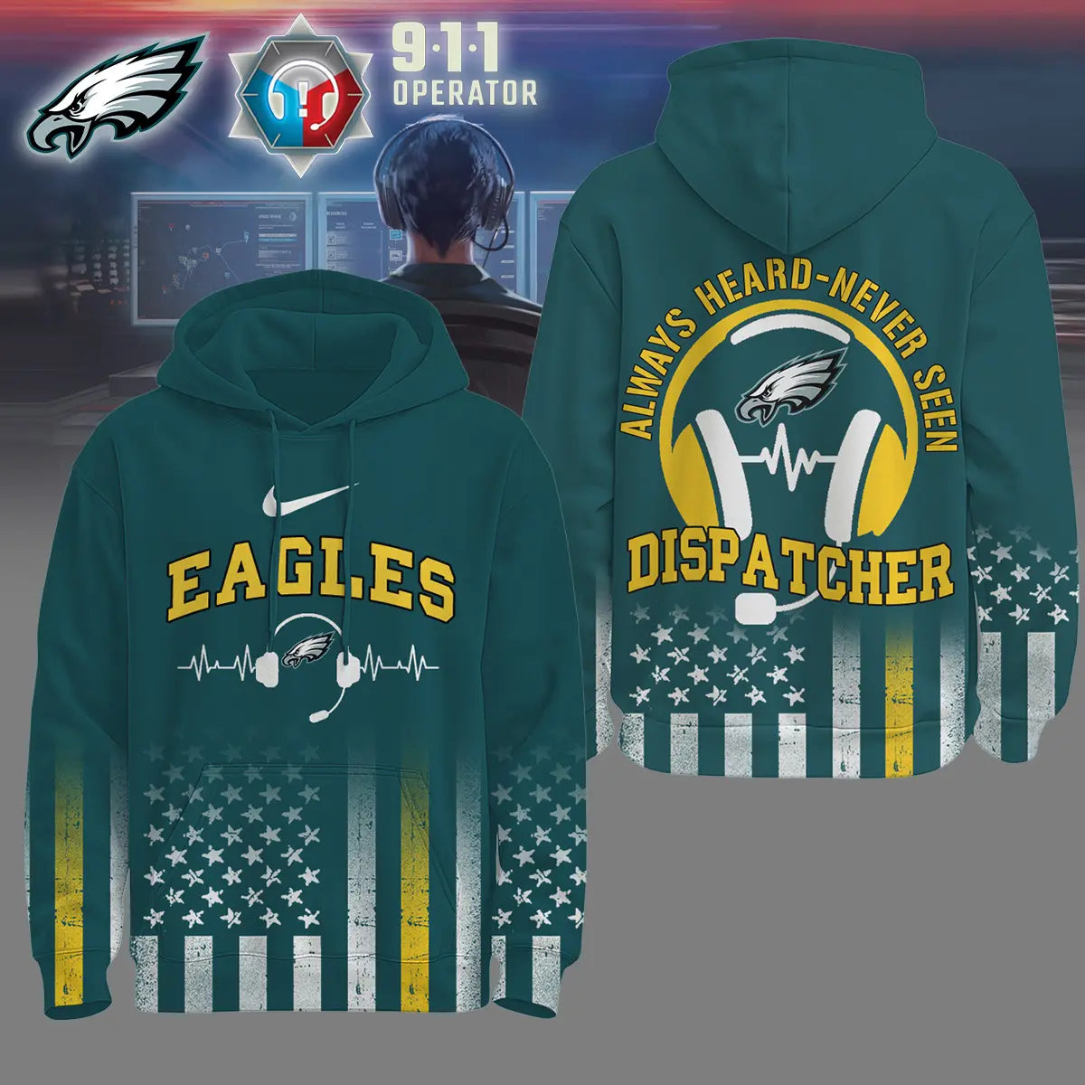 Philadelphia Eagles | Premium NFL Dispatcher Fan Hoodie – HuddleStyle.com - Image 2