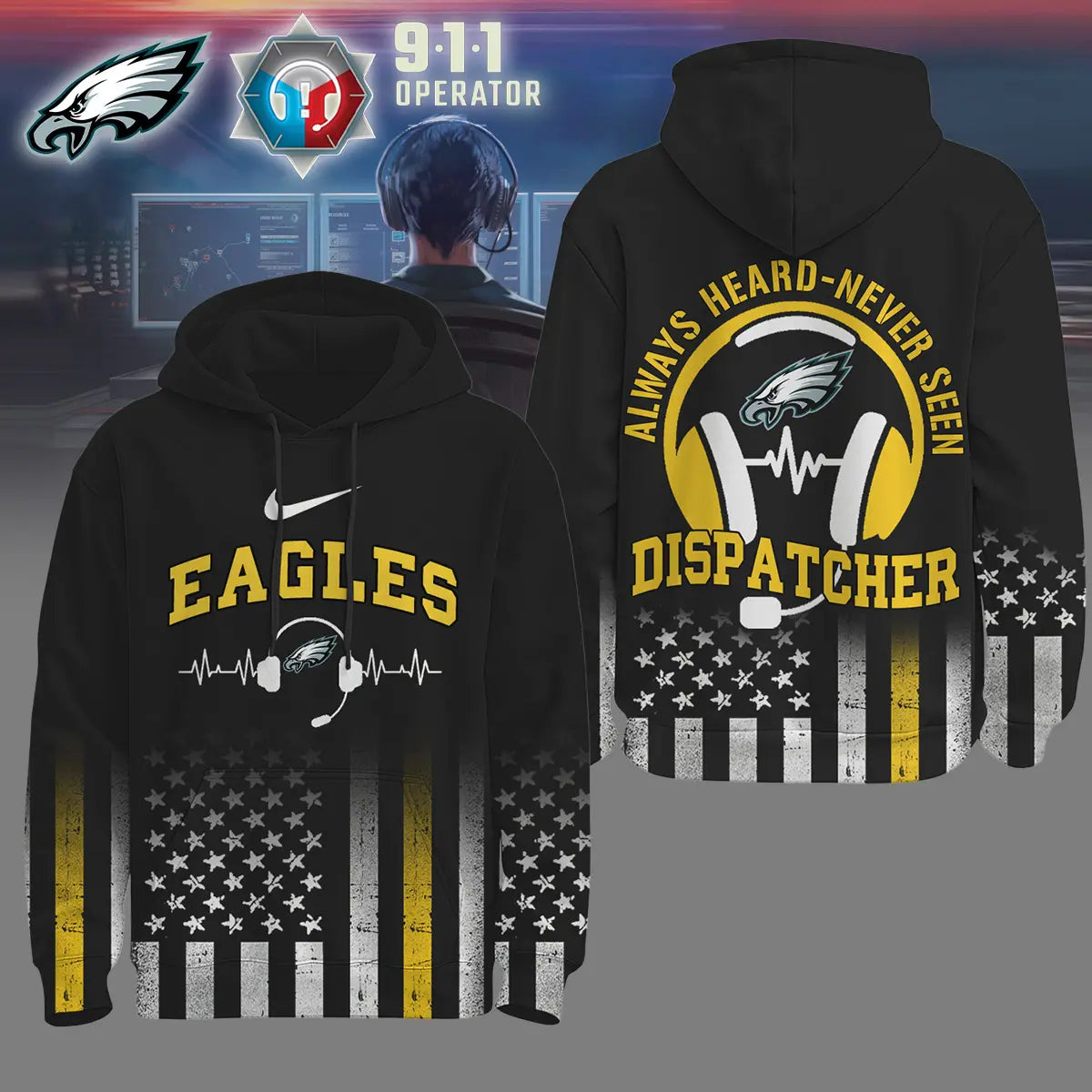 Philadelphia Eagles | Premium NFL Dispatcher Fan Hoodie – HuddleStyle.com - Main