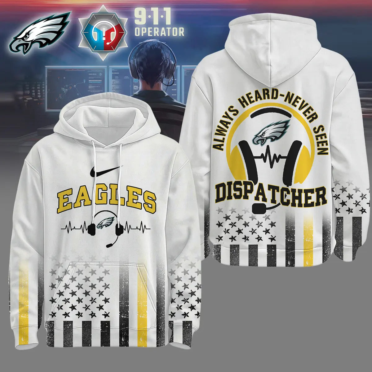 Philadelphia Eagles | Premium NFL Dispatcher Fan Hoodie – HuddleStyle.com - Image 3