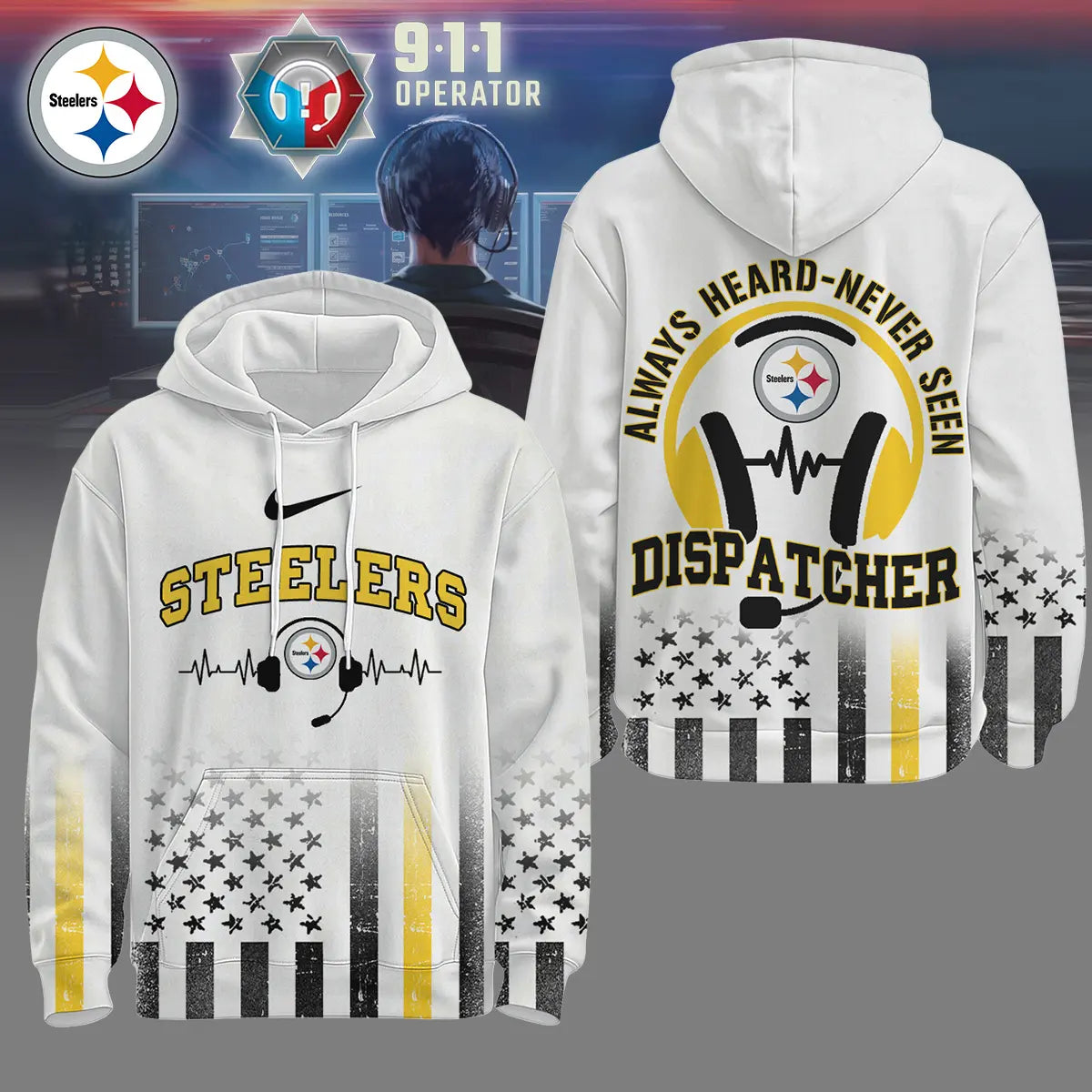 Pittsburgh Steelers | Premium NFL Dispatcher Fan Hoodie – HuddleStyle.com - Image 2
