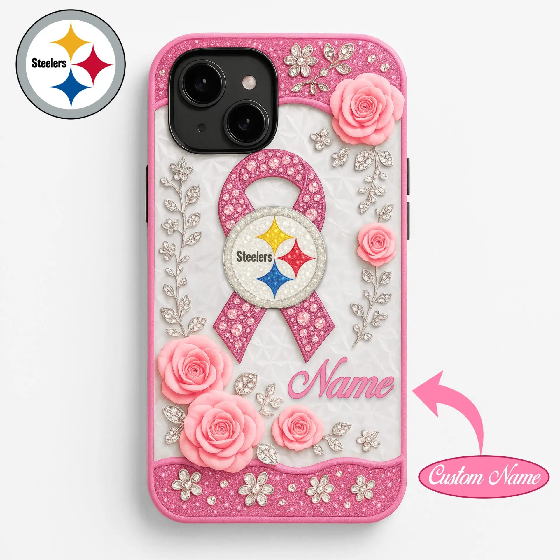 Pittsburgh Steelers  | Premium NFL Breast Cancer Phonecase HI – HuddleStyle.com - Main
