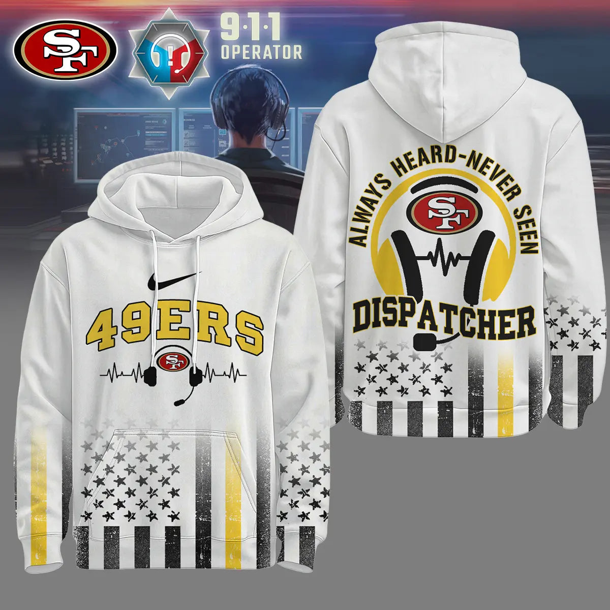 San Francisco 49ers | Premium NFL Dispatcher Fan Hoodie – HuddleStyle.com - Image 2