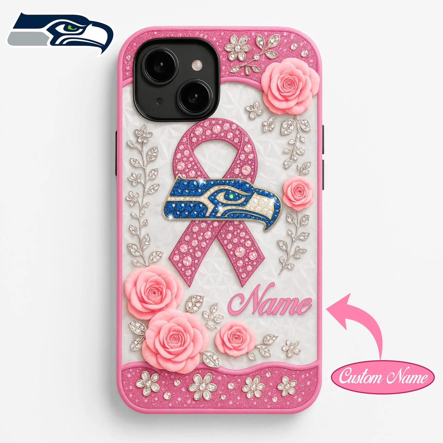 Seattle Seahawks | Premium NFL Breast Cancer Phonecase HI – HuddleStyle.com - Main