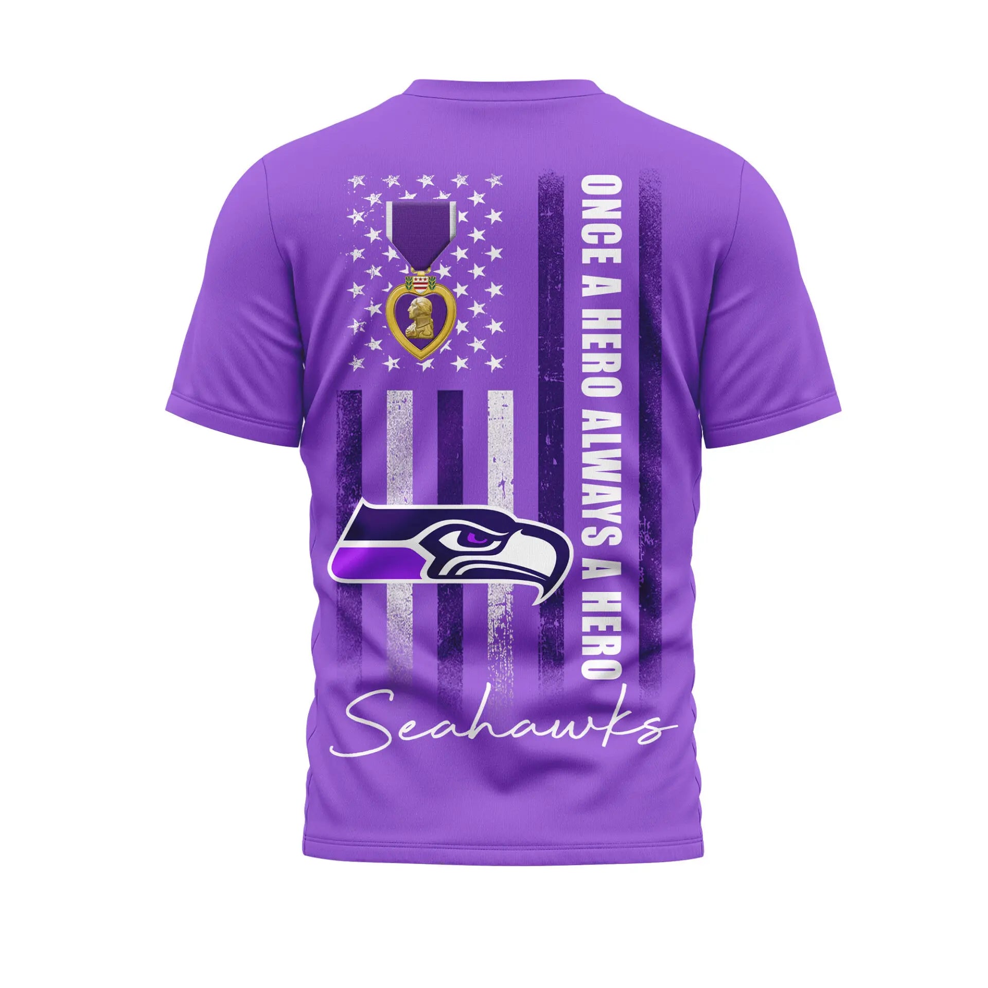 Seattle Seahawks | Premium NFL Premium National Purple Heart Day 3D Shirt HI – HuddleStyle.com - Main