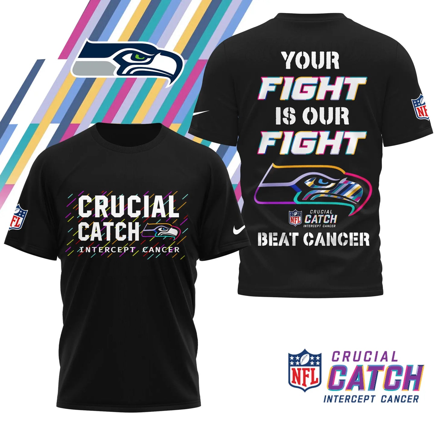 Seattle Seahawks | Premium NFL Crucial Catch 3D Shirt HI – HuddleStyle.com - Image 2
