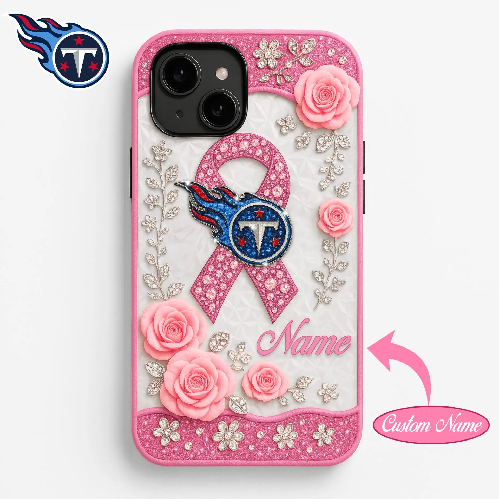 Tennessee Titans | Premium NFL Breast Cancer Phonecase HI – HuddleStyle.com - Image 2