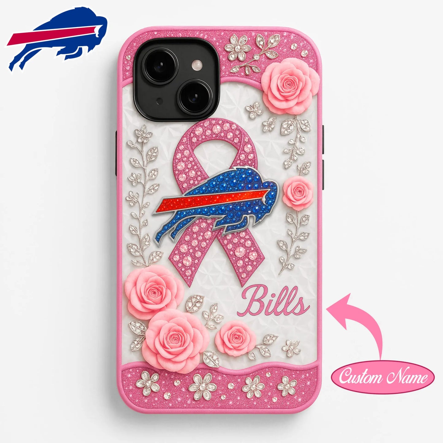 Buffalo Bills | Premium NFL Breast Cancer Phonecase HI – HuddleStyle.com - Image 2