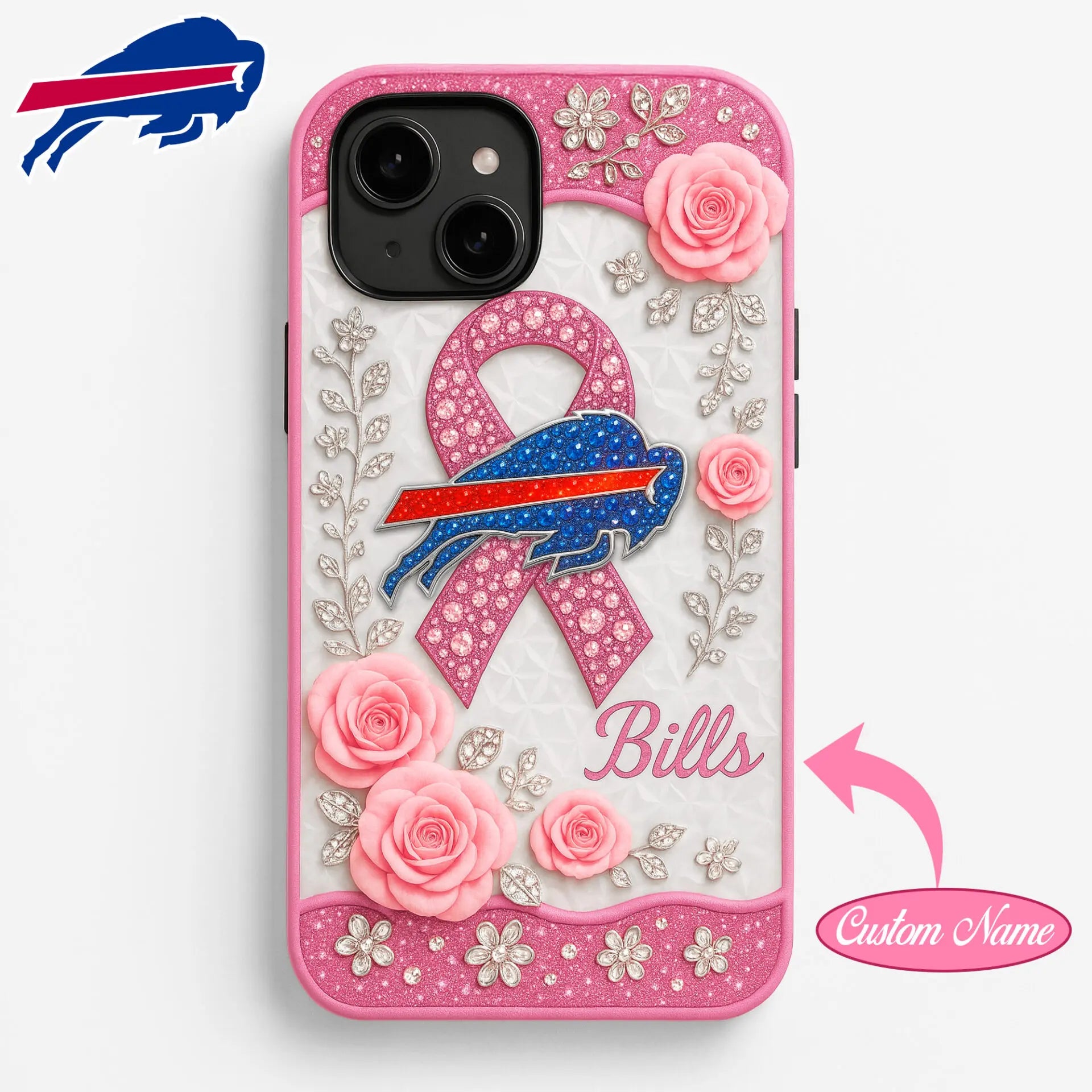 Buffalo Bills | Premium NFL Breast Cancer Phonecase HI – HuddleStyle.com - Image 2