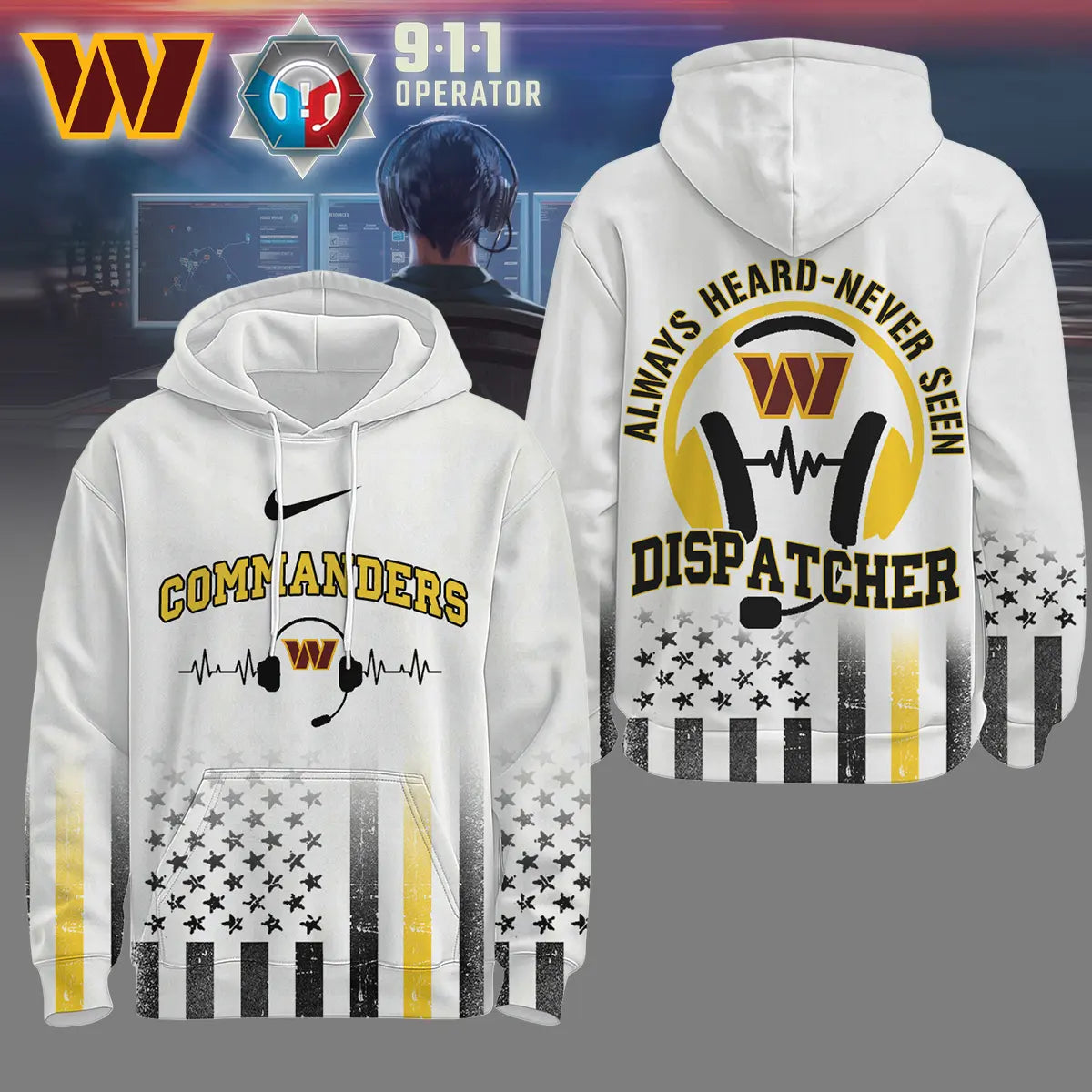 Washington Commanders | Premium NFL Dispatcher Fan Hoodie – HuddleStyle.com - Image 2