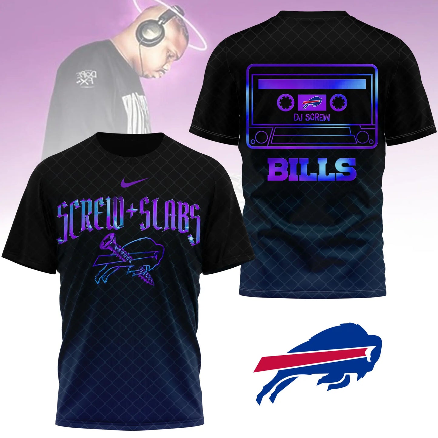 Buffalo Bills | Premium NFL x DJ Screw 3D Shirt NY – HuddleStyle.com - Image 3