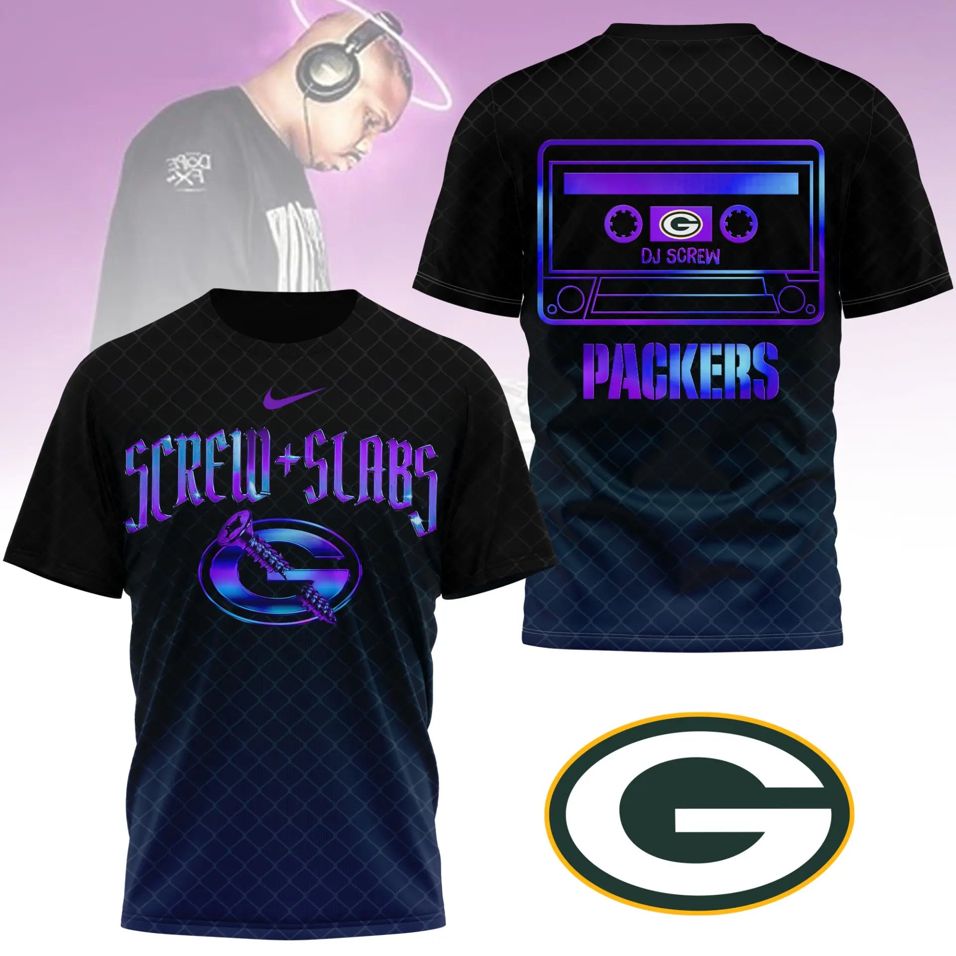 Green Bay Packers | Premium NFL x DJ Screw 3D Shirt NY – HuddleStyle.com - Image 2