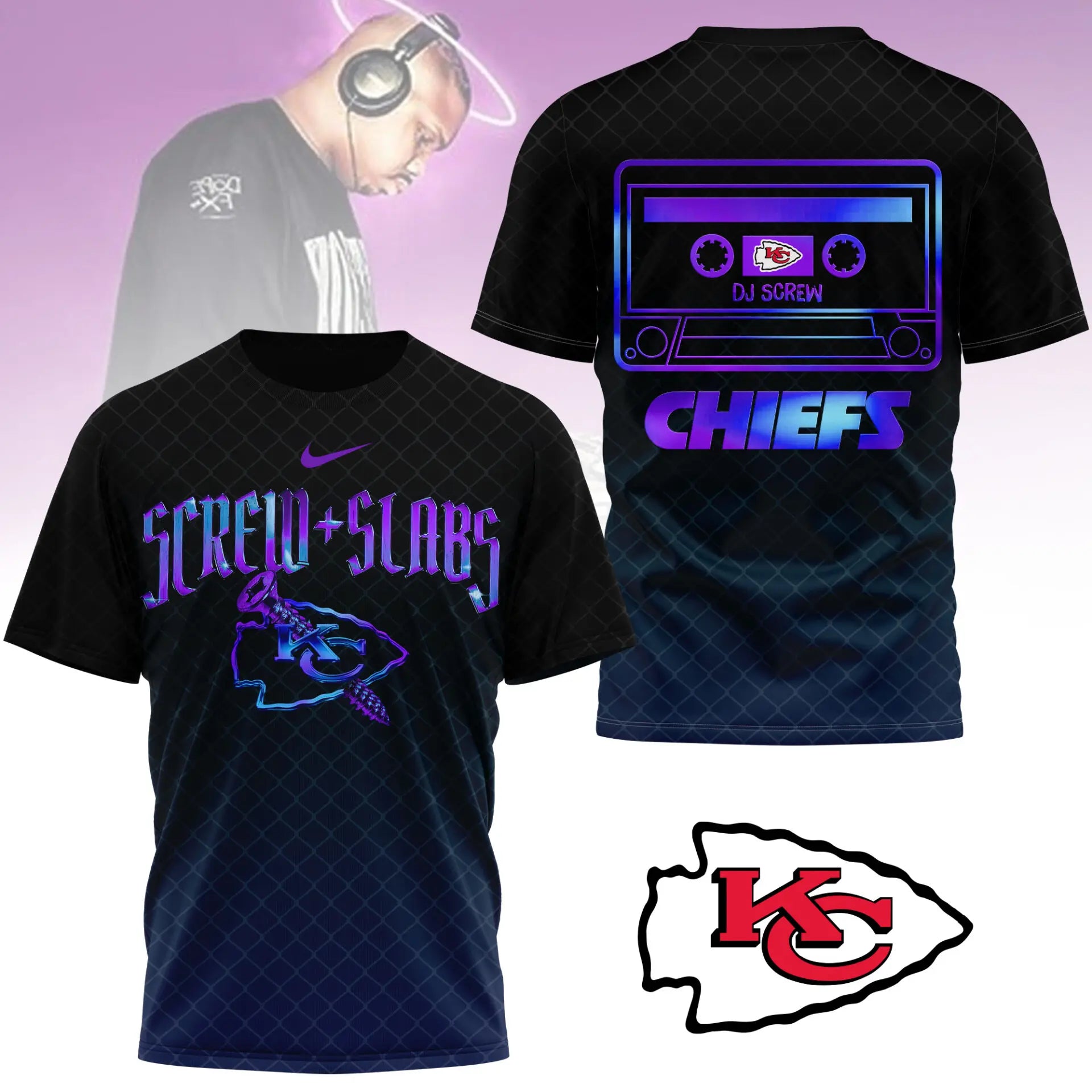 Kansas City Chiefs | Premium NFL x DJ Screw 3D Shirt NY – HuddleStyle.com - Image 2