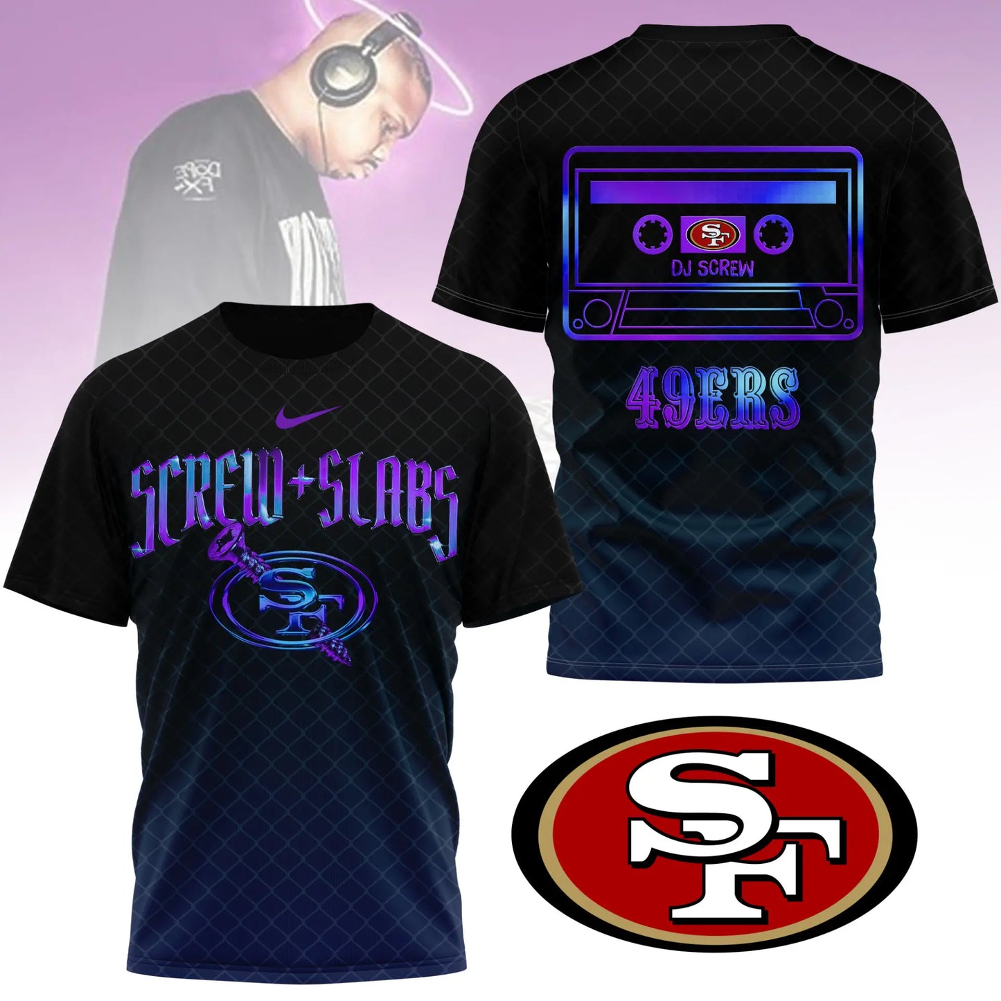 San Francisco 49ers | Premium NFL x DJ Screw 3D Shirt NY – HuddleStyle.com - Main