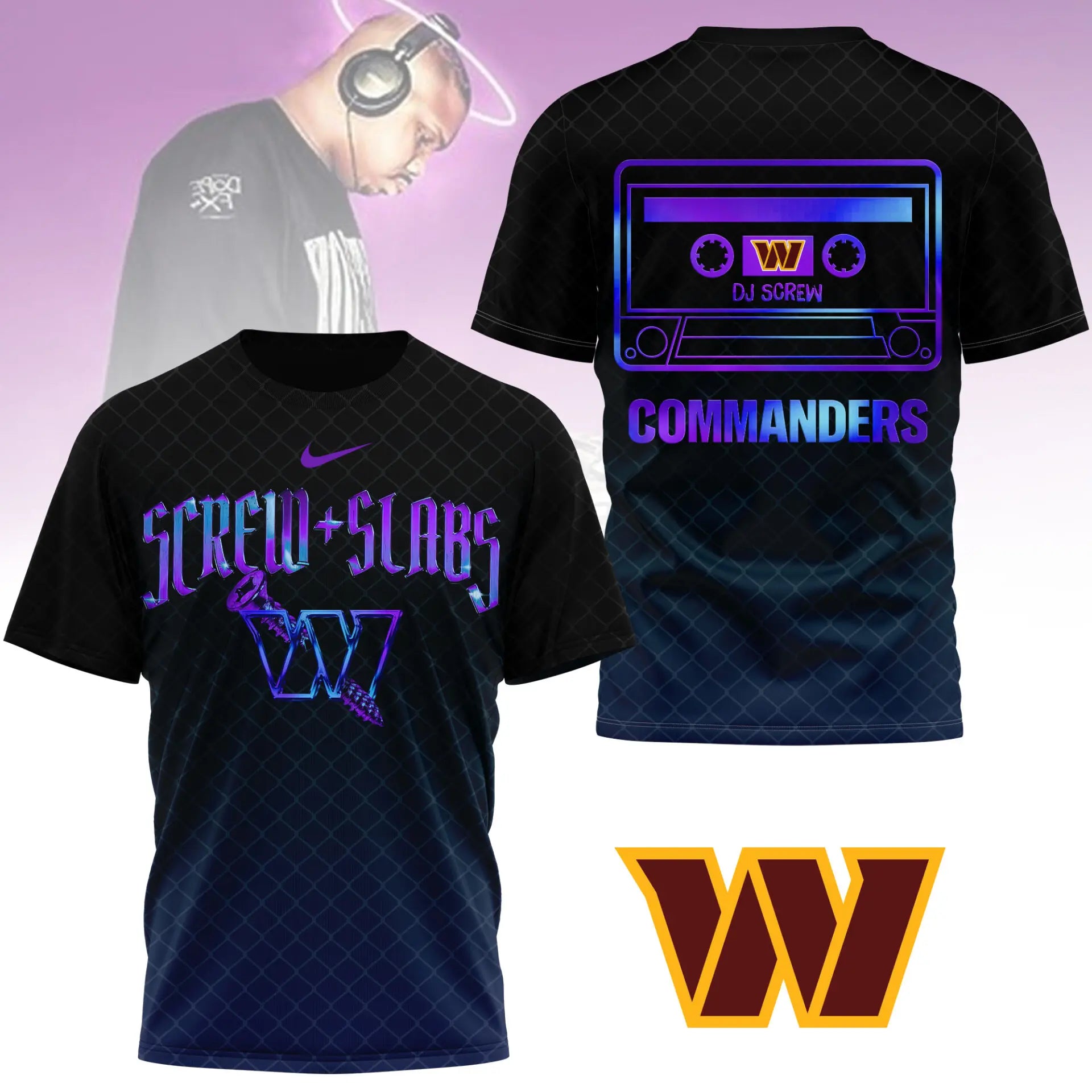 Washington Commanders | Premium NFL x DJ Screw 3D Shirt NY – HuddleStyle.com - Image 3