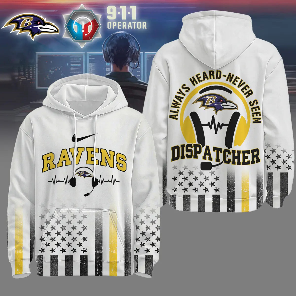 Baltimore Ravens | Premium NFL Dispatcher Fan Hoodie – HuddleStyle.com - Image 2