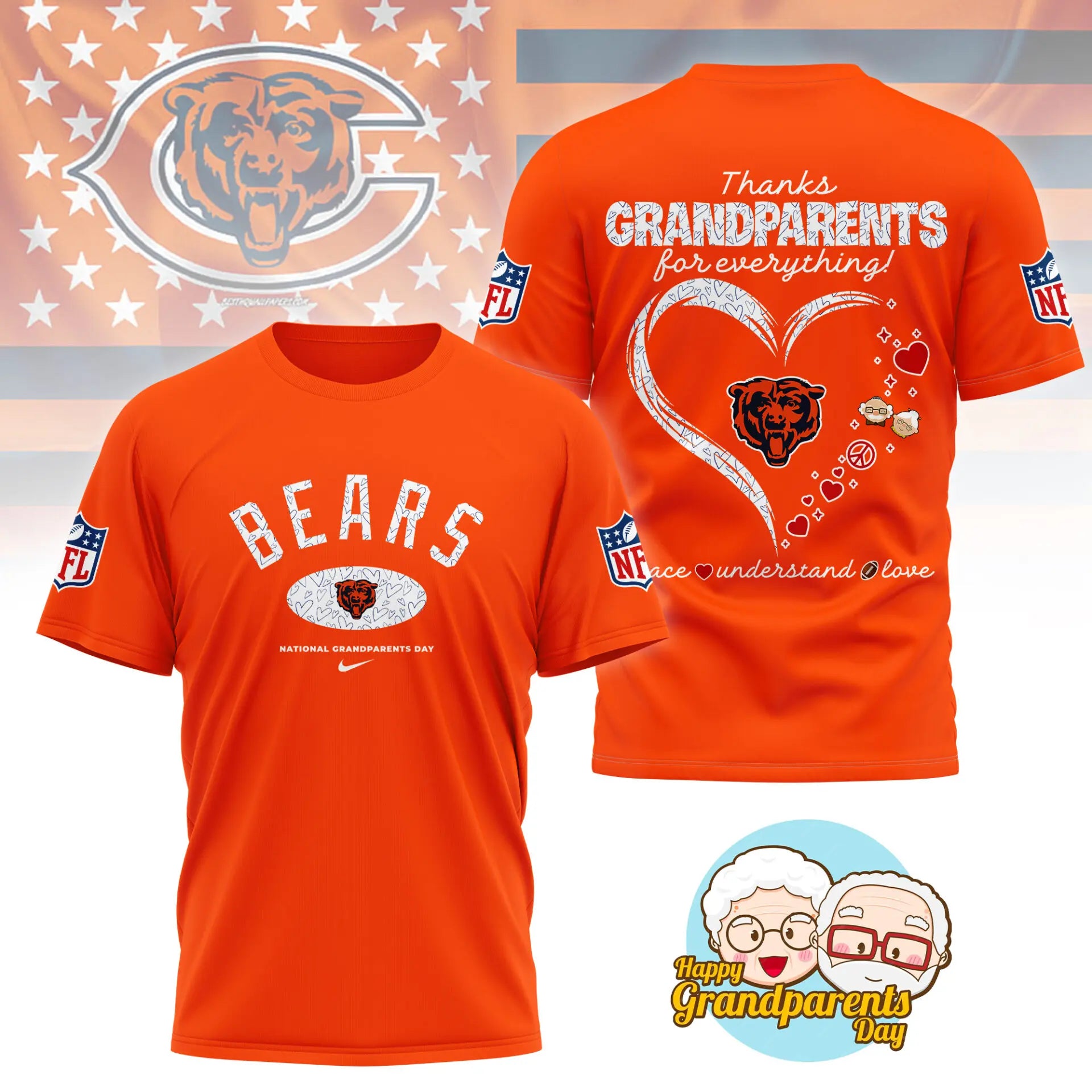 Chicago Bears | Premium National Grandparents Day 3D Shirt NY – HuddleStyle.com - Image 5