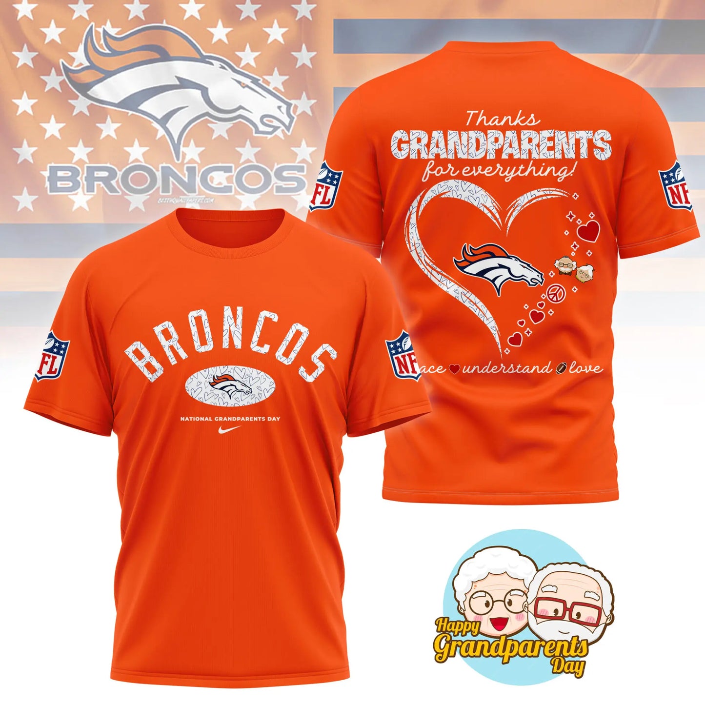 Denver Broncos | Premium National Grandparents Day 3D Shirt NY – HuddleStyle.com - Image 3
