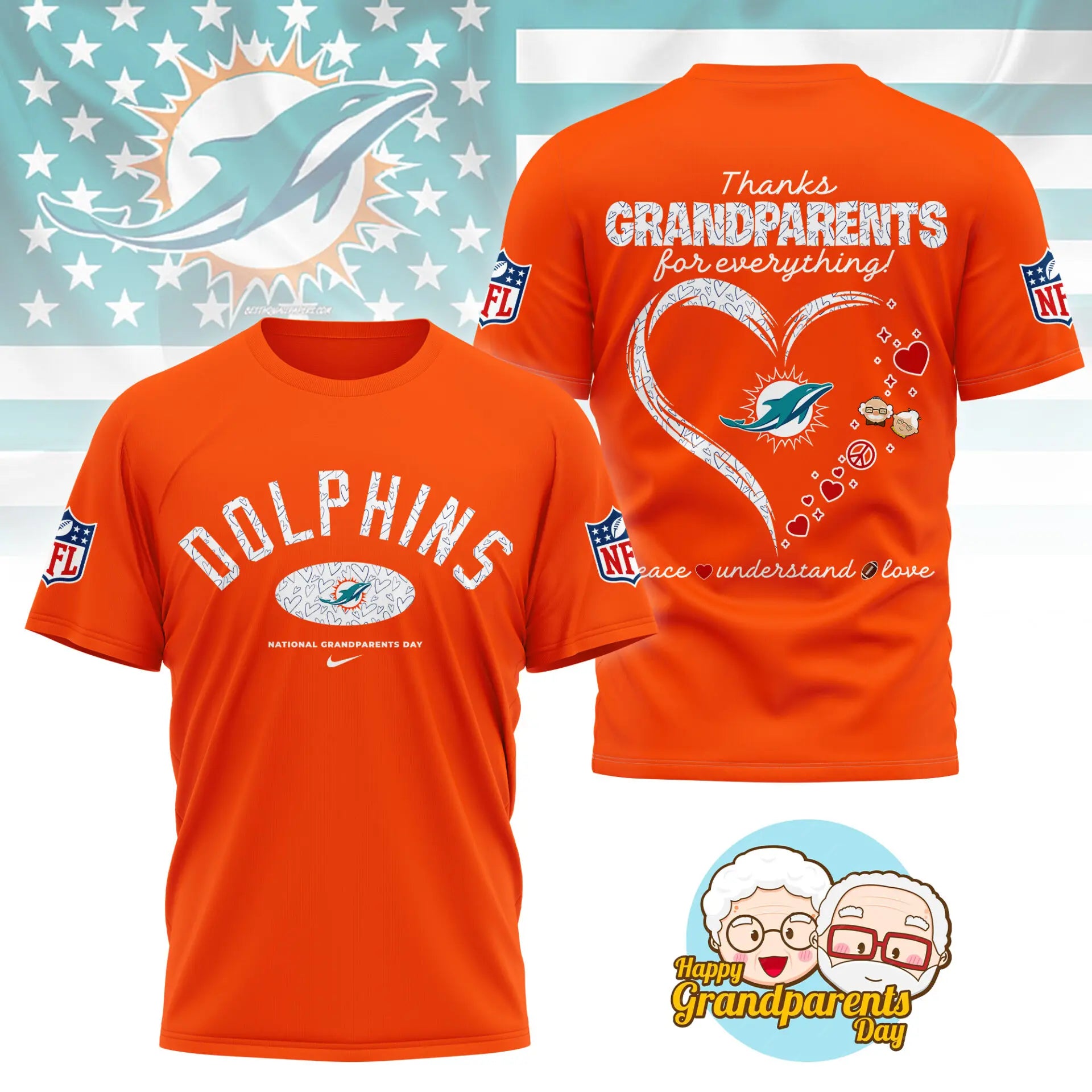 Miami Dolphins | Premium National Grandparents Day 3D Shirt NY – HuddleStyle.com - Image 5