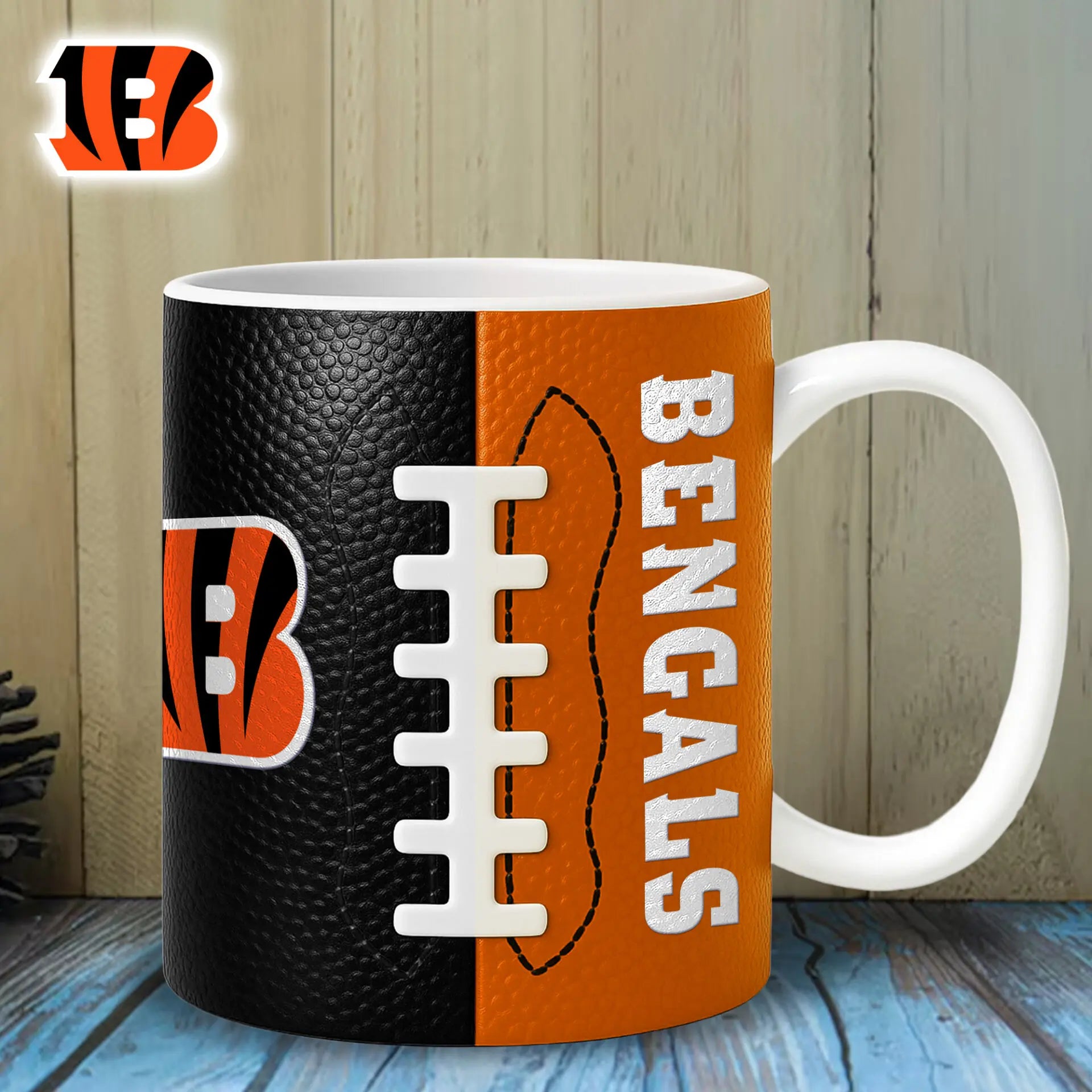 Cincinnati Bengals | Premium NFL Split Color Ceramic Mug HI – HuddleStyle.com - Image 2