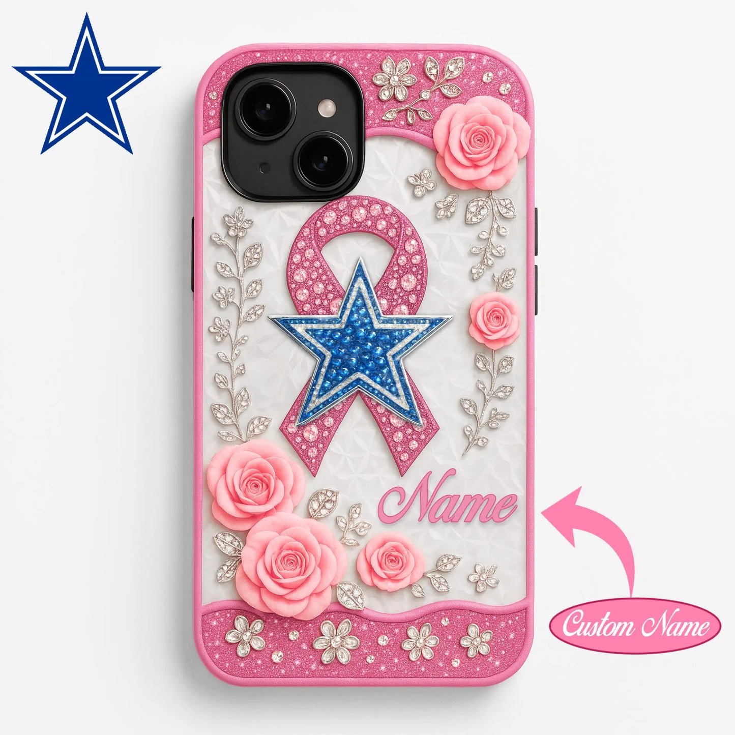 Dallas Cowboys | Premium NFL Breast Cancer Phonecase HI – HuddleStyle.com - Main