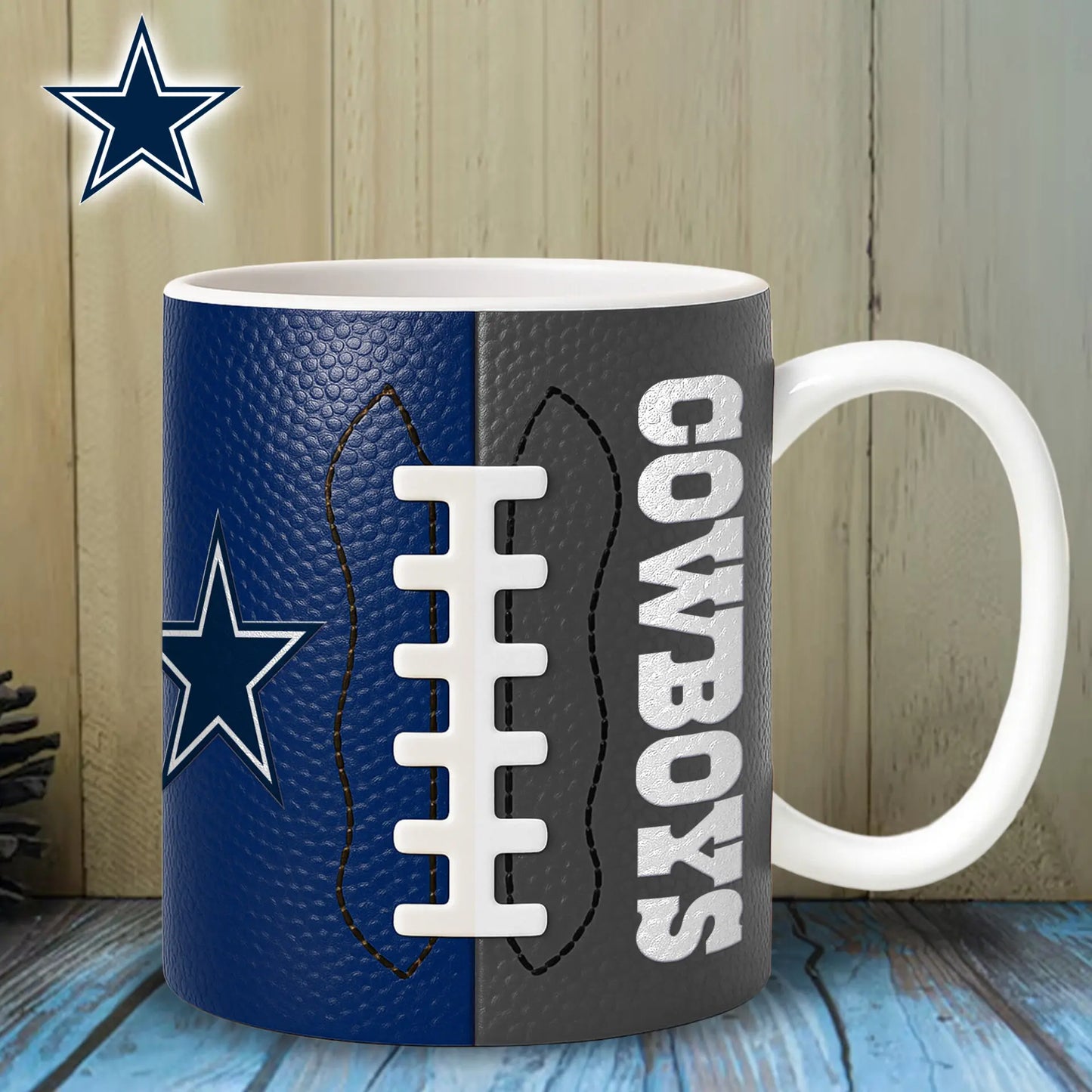 Dallas Cowboys | Premium NFL Split Color Ceramic Mug HI – HuddleStyle.com - Image 2