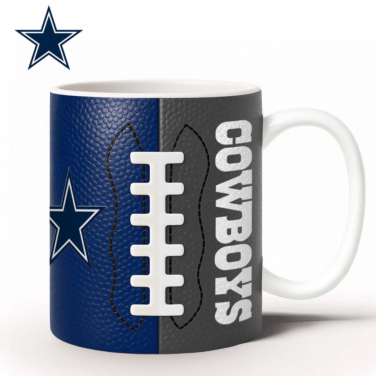 Dallas Cowboys | Premium NFL Split Color Ceramic Mug HI – HuddleStyle.com - Image 3