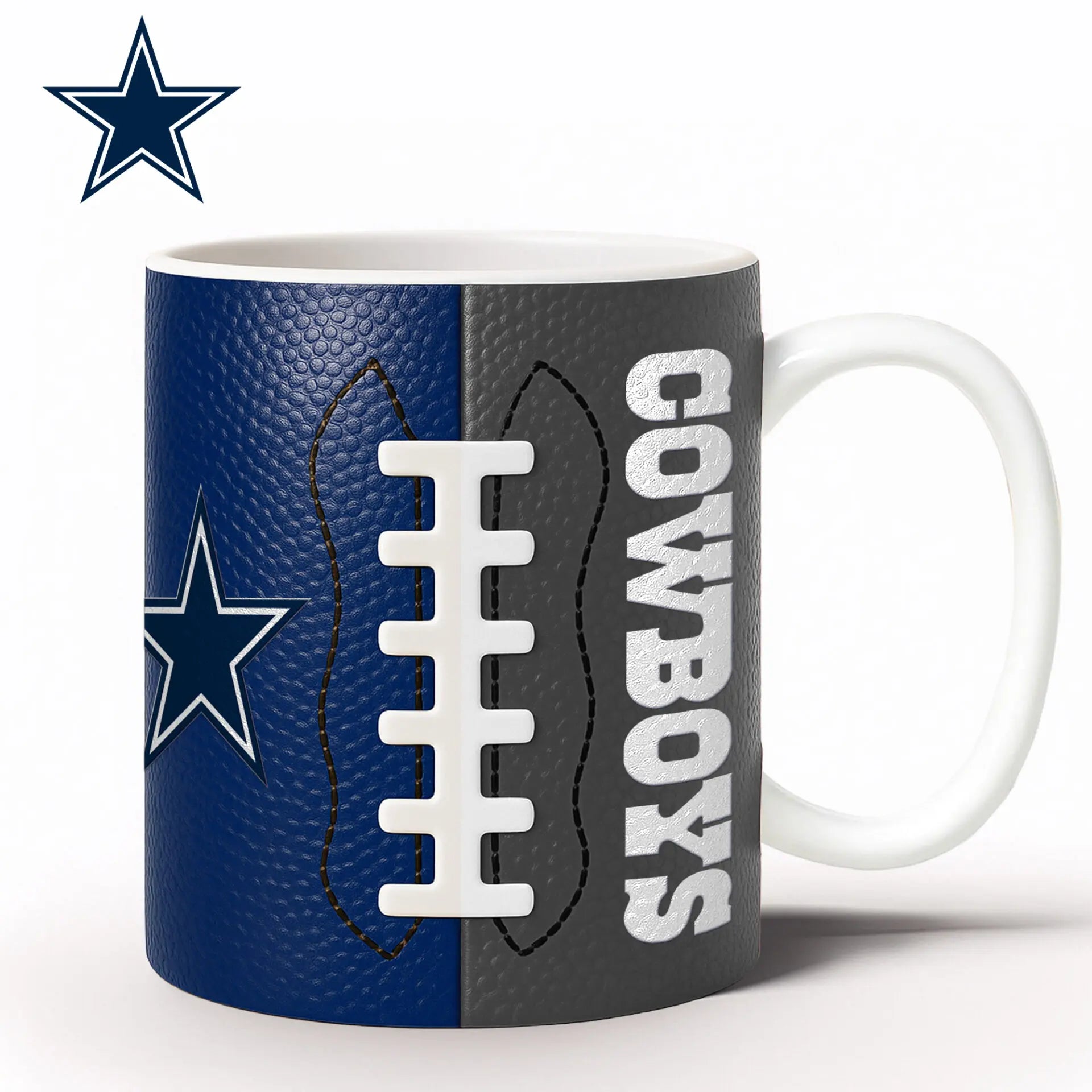 Dallas Cowboys | Premium NFL Split Color Ceramic Mug HI – HuddleStyle.com - Image 3