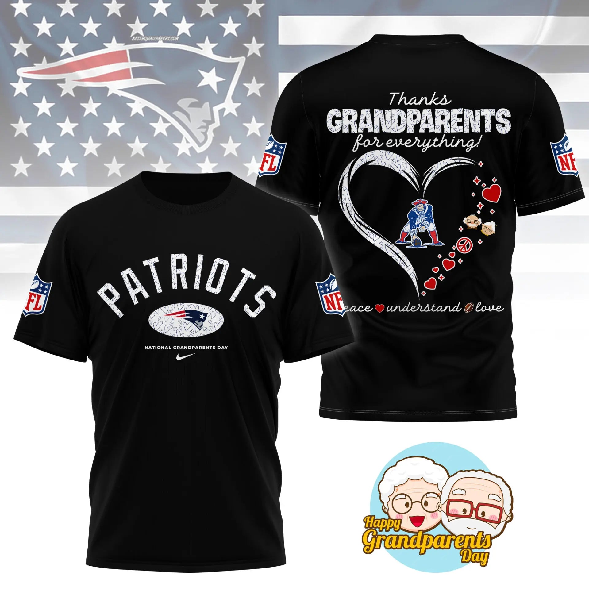 New England Patriots | Premium National Grandparents Day 3D Shirt NY – HuddleStyle.com - Image 5
