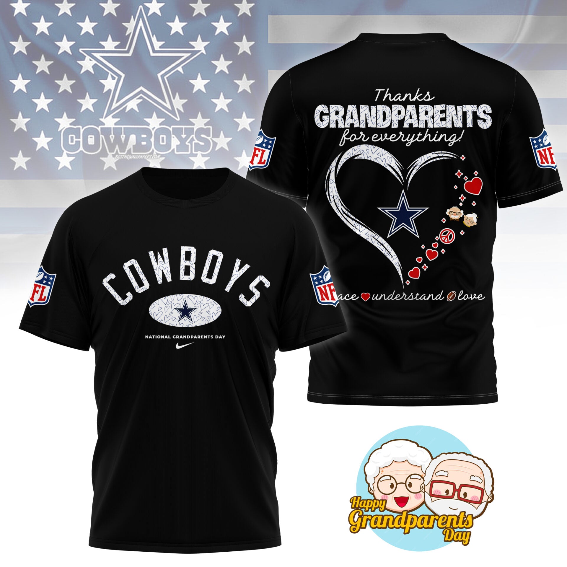 Dallas Cowboys | Premium National Grandparents Day 3D Shirt NY – HuddleStyle.com - Image 4