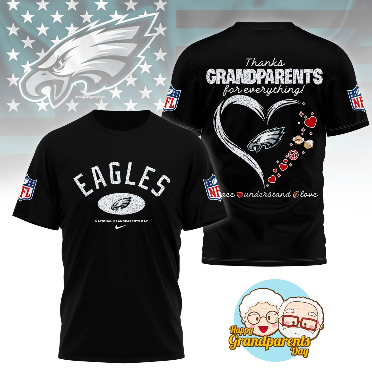 Philadelphia Eagles | Premium National Grandparents Day 3D Shirt NY – HuddleStyle.com - Main
