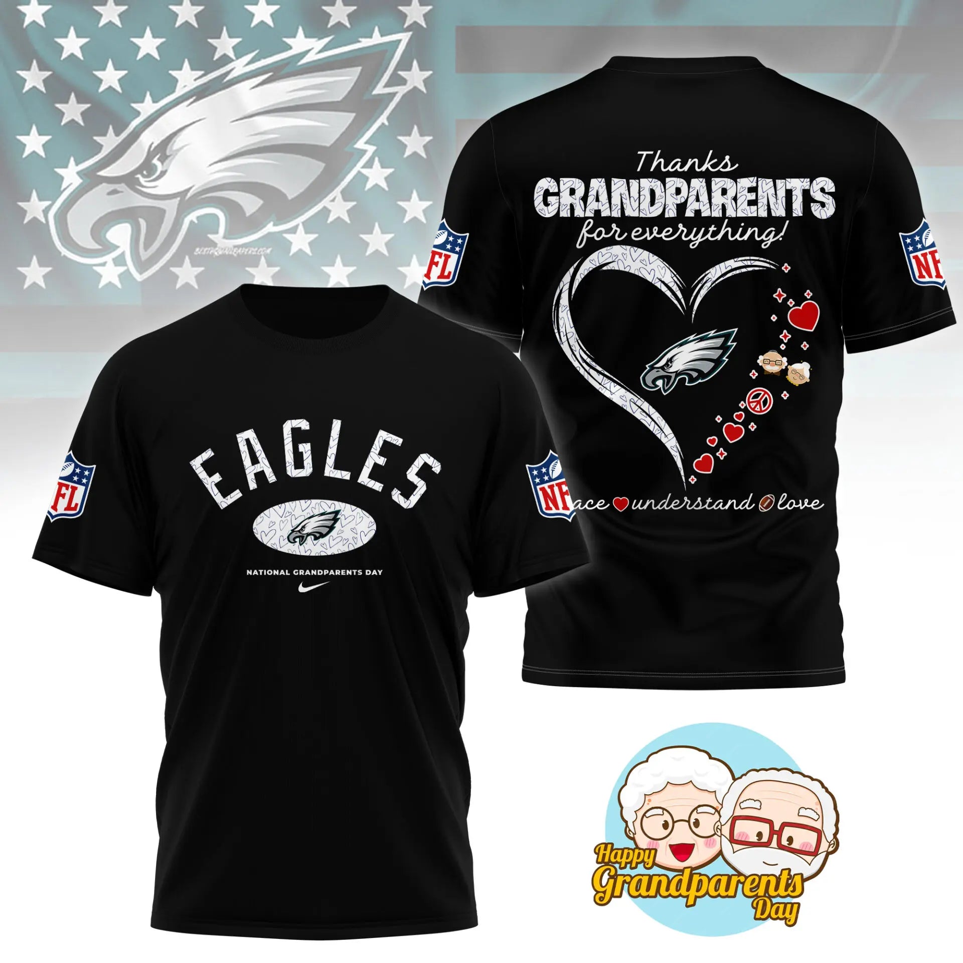 Philadelphia Eagles | Premium National Grandparents Day 3D Shirt NY – HuddleStyle.com - Main
