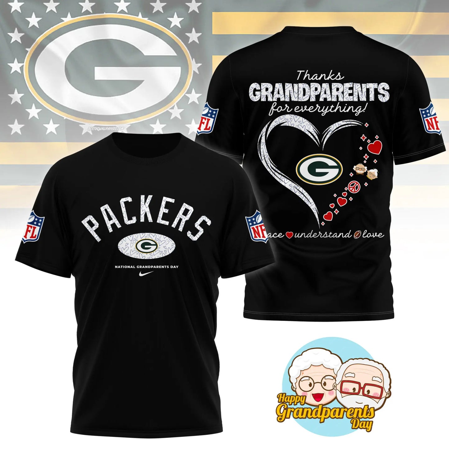 Green Bay Packers | Premium National Grandparents Day 3D Shirt NY – HuddleStyle.com - Image 4