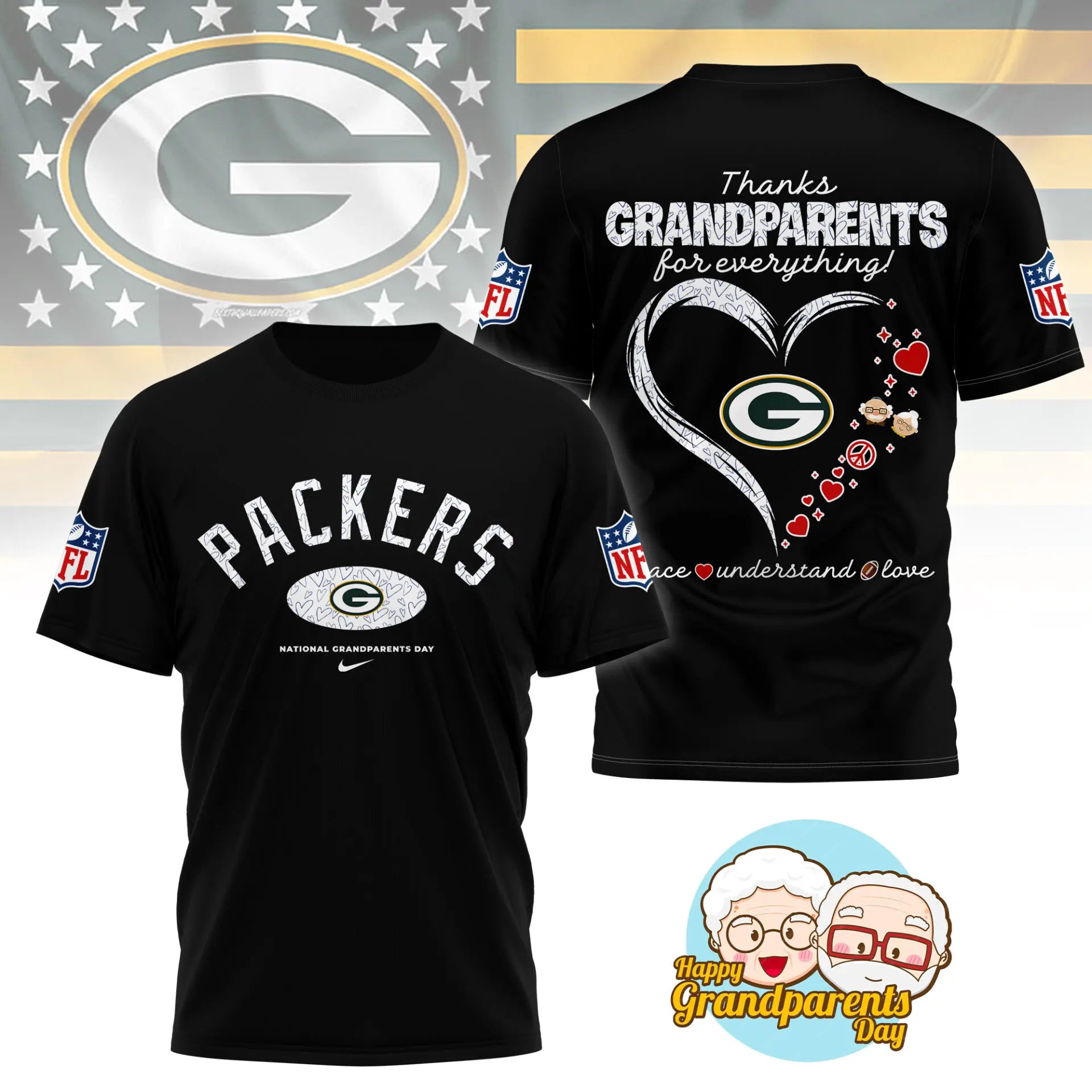 Green Bay Packers | Premium National Grandparents Day 3D Shirt NY – HuddleStyle.com - Image 4