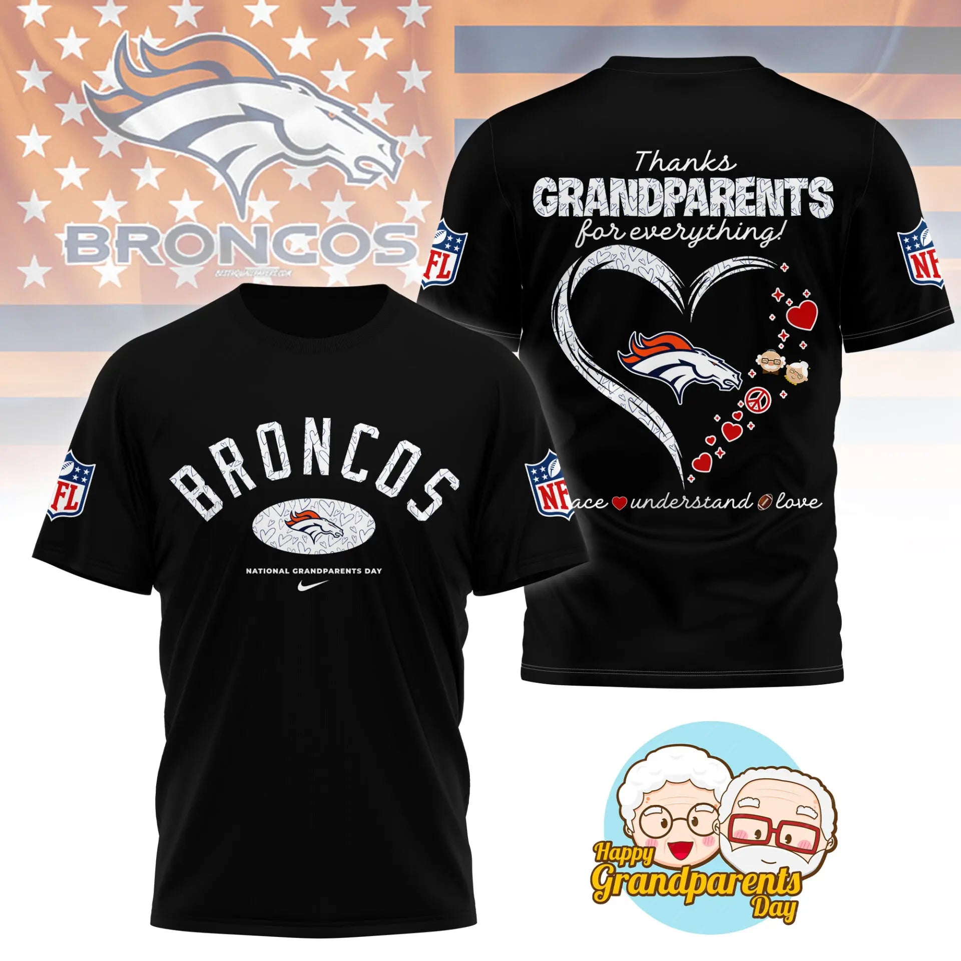 Denver Broncos | Premium National Grandparents Day 3D Shirt NY – HuddleStyle.com - Image 4
