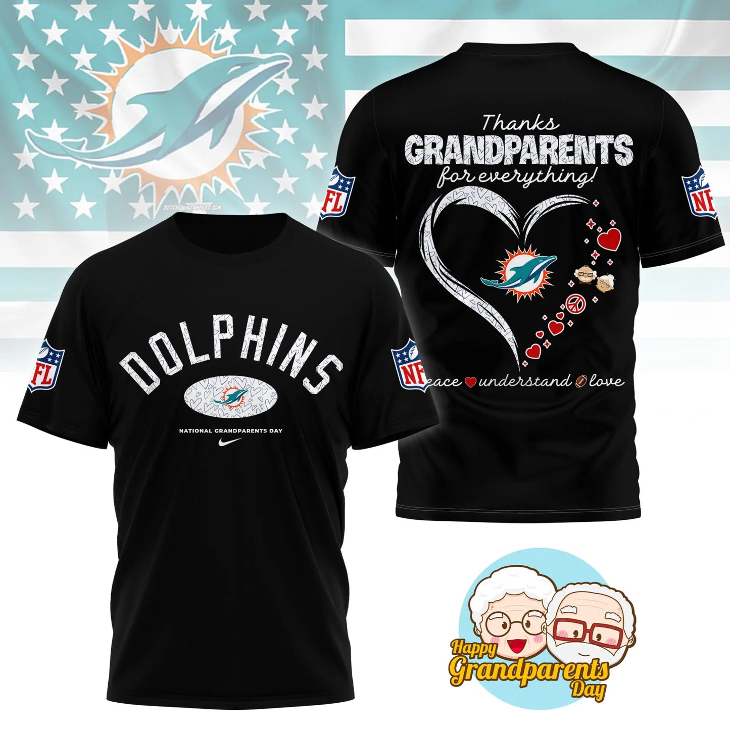Miami Dolphins | Premium National Grandparents Day 3D Shirt NY – HuddleStyle.com - Image 4