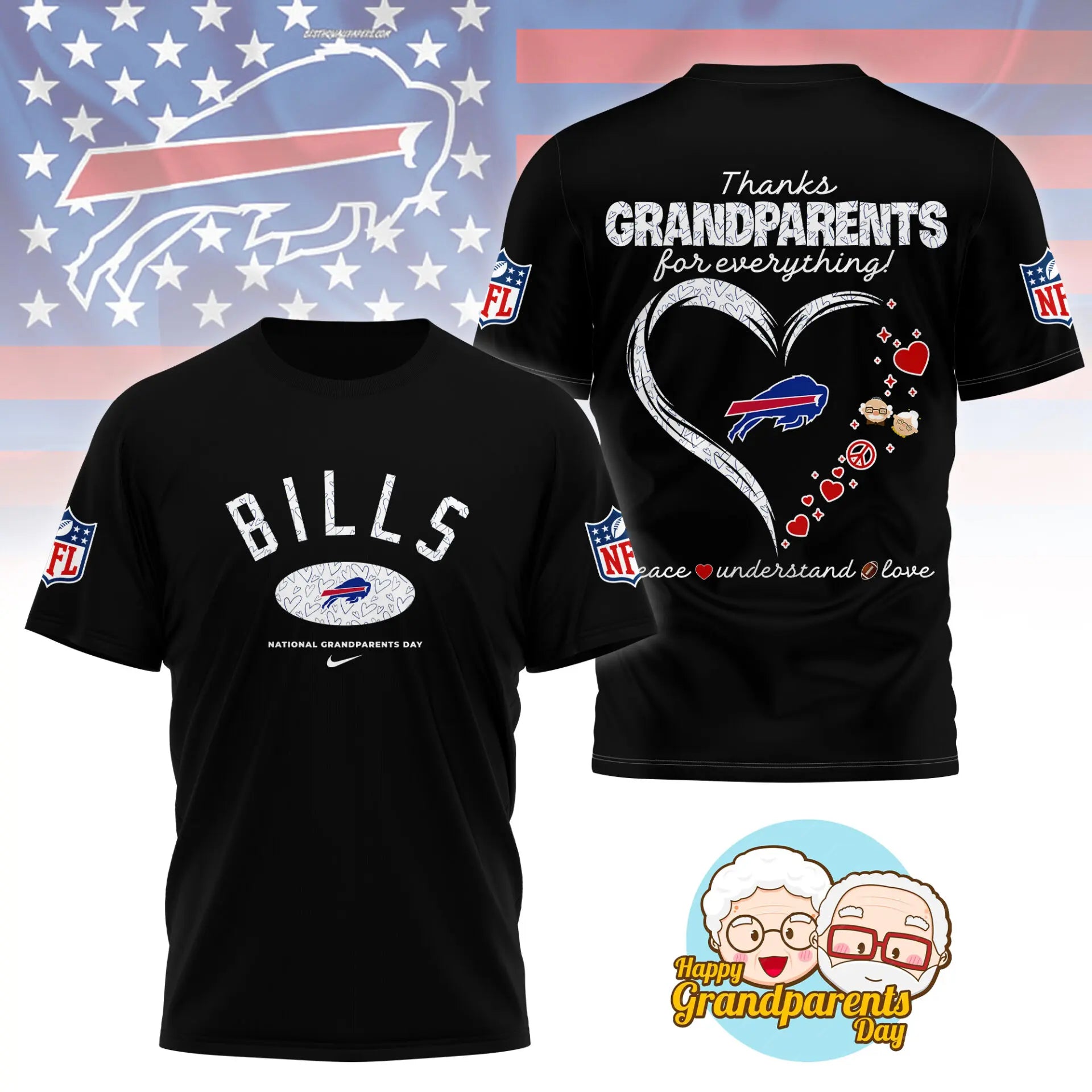 Buffalo Bills | Premium National Grandparents Day 3D Shirt NY – HuddleStyle.com - Main