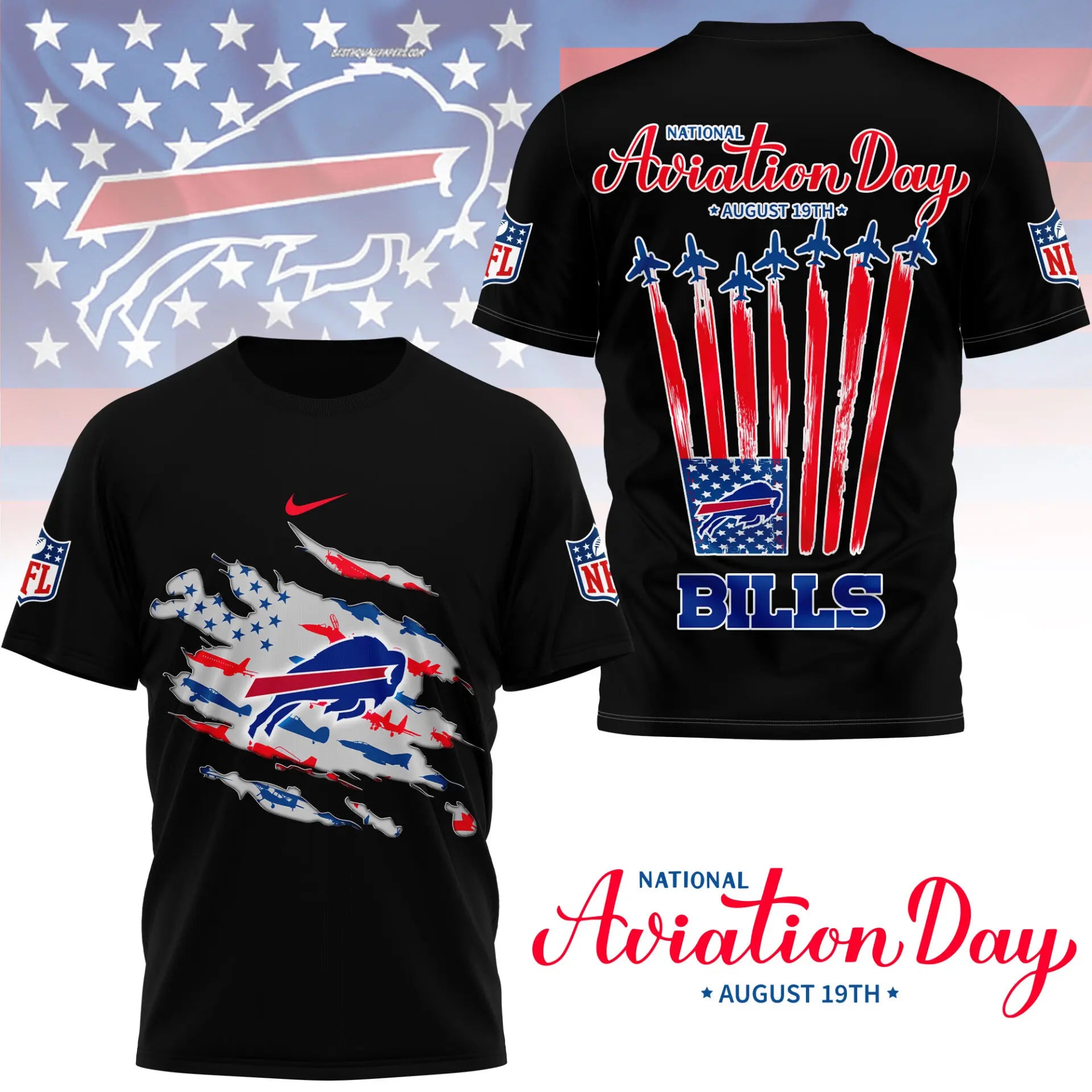 Buffalo Bills | Premium National Aviation Day 3D Shirt NY – HuddleStyle.com - Main